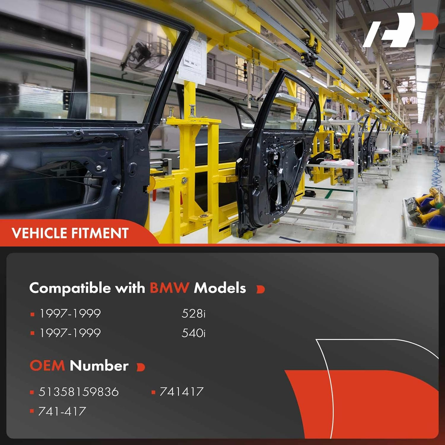 A-Premium Power Window Regulator with Motor for BMW E39 528I 540I 1997-1998 Rear Right Passenger Side image number 1