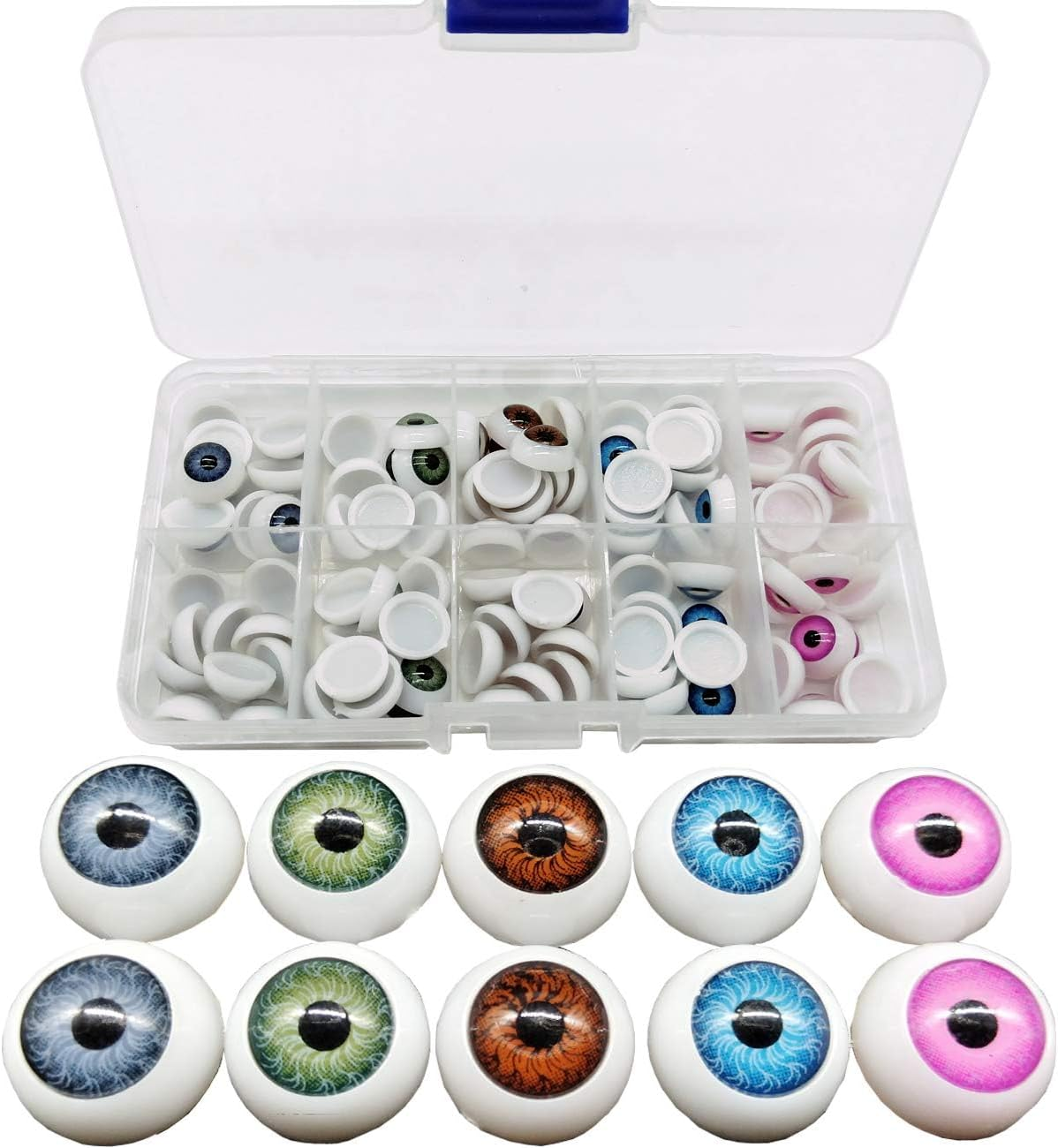 100Pcs/Box 12Mm Doll Eyeballs Half round Acrylic Eyes for DIY Doll Bear Crafts Halloween for Adults image number 4