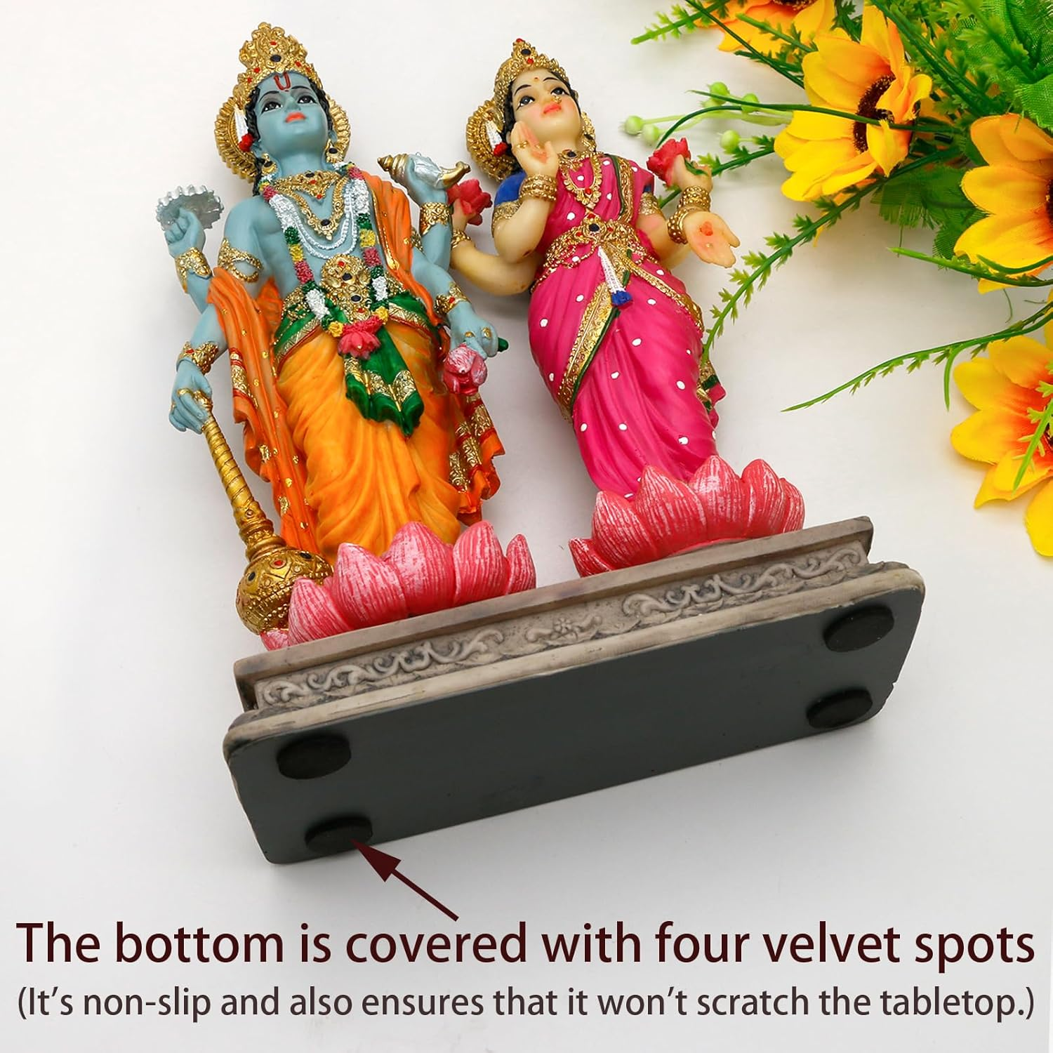 Hindu God Lakshmi Narayan Statue - 8.8&rdquo; H Laxmi Narayan Sculpture Indian Diwali Pooja Item Murti Gifts for Indian Couple Friends Family Diwali Gifts Home Office Mandir Temple Puja Decor image number 6