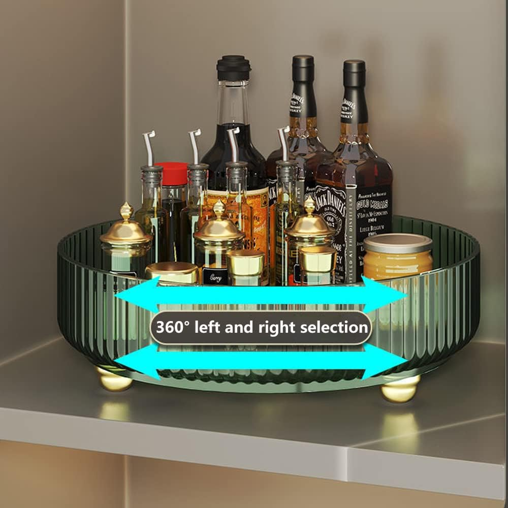 Hbluefat Lazy Susan Rotatable Modern round Tray,360&deg;Rotating Spice Storage Rack,10" Turntable Organizer,Cosmetic Makeup Vanity Tray for Storage Jewelry,Perfume&Kitchen Condiment (Green)