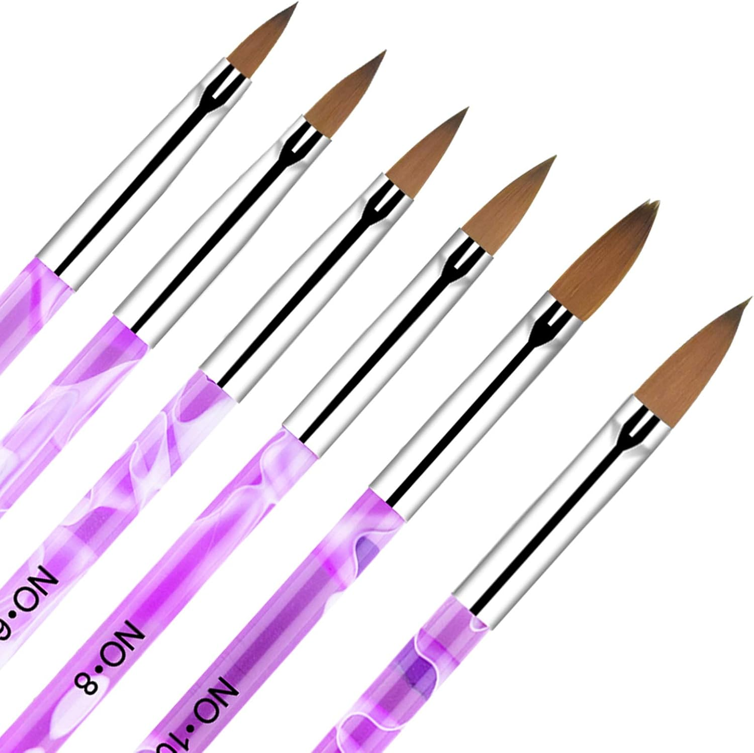 Avodova 6PCS Purple Nail Art Brush Set, Nail Art Tips Builder Brush, UV Gel Acrylic Nail Brush Nail Painting Brush Pen, Nail Art Design Painting Liner Pen Set, Acrylic Nail Brush Kit for Home Salon image number 1