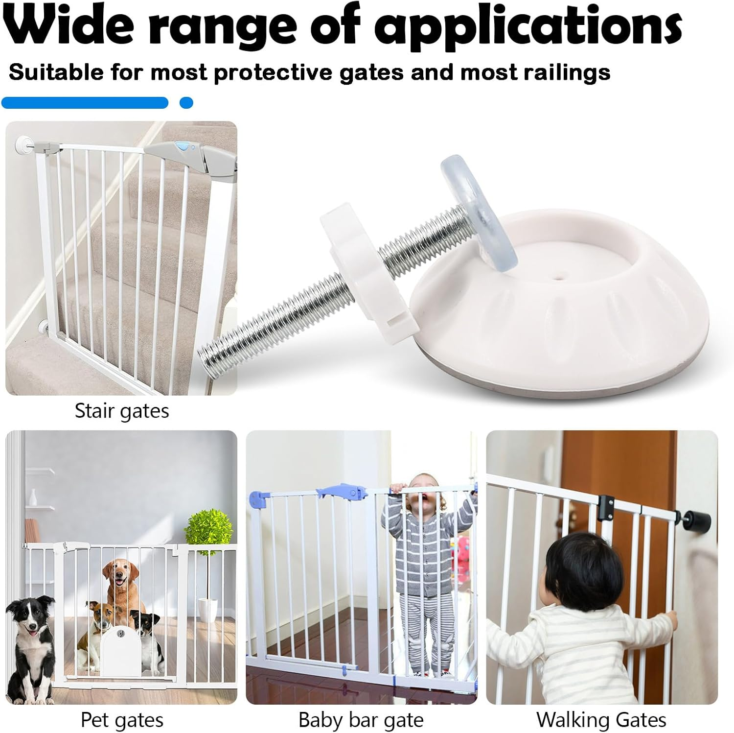 4Pcs Spindle Rods Gate Threaded Spindle Rods Anti-Slip Gates Accessory Screw Bolts Kit with Wall Fixer for Pressure Mounted and Pet Gates (4) image number 3