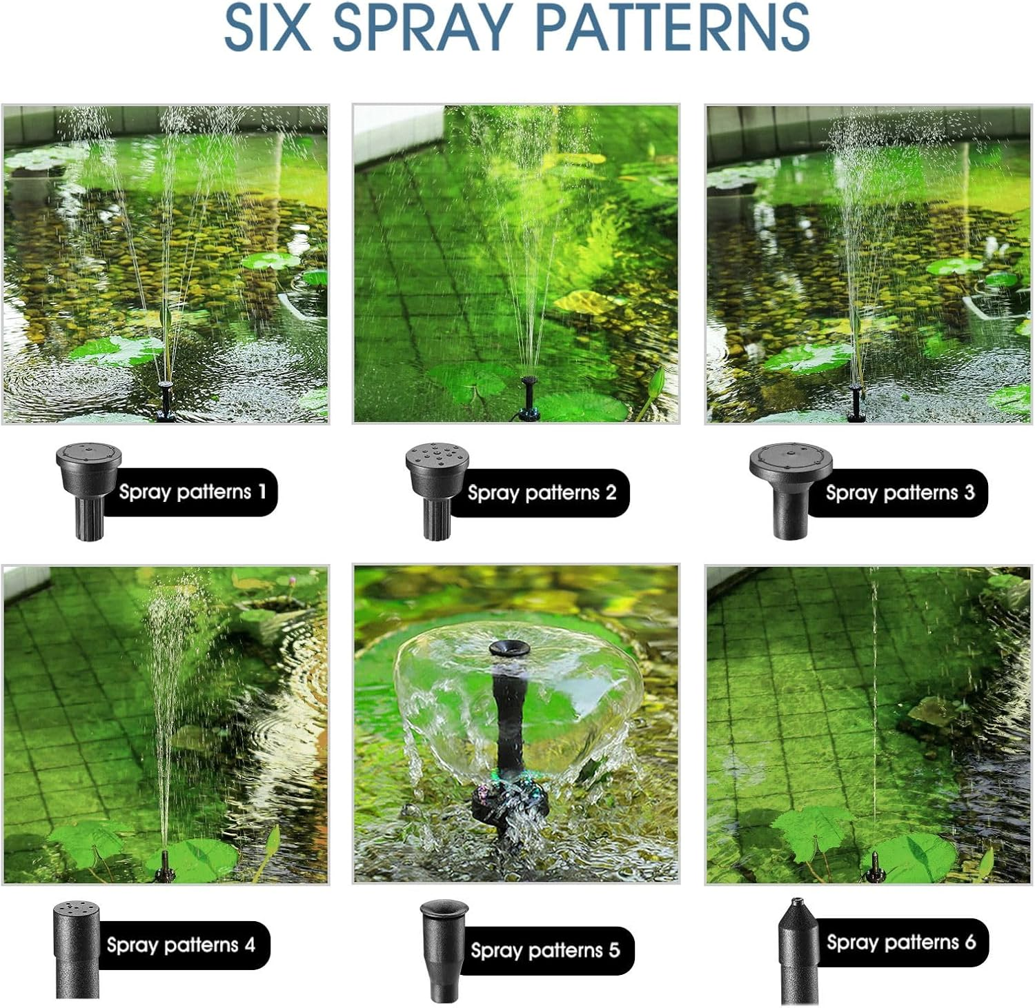 AUSWAY 100W Solar Fountain Water Pump with Battery and LED Light for Birdbath Garden Pool image number 5