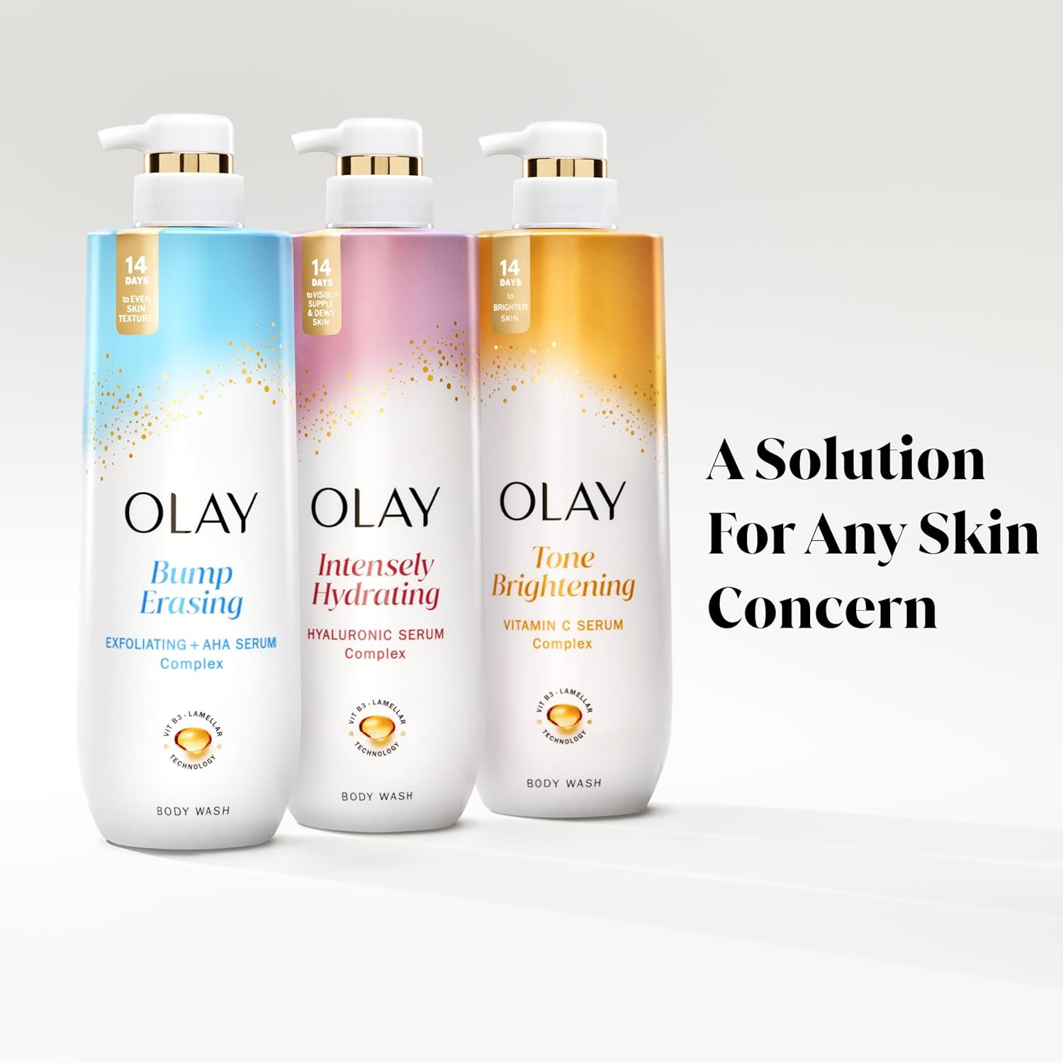 Olay Body Wash for Women, Tone Brightening Exfoliation, Vitamin C Serum Complex, Renew Moisture, Free of Parabens & Phthalates, Vitamin B3 Lameller Technology, for All Skin Types, 20 Fl Oz (Pack of 4)