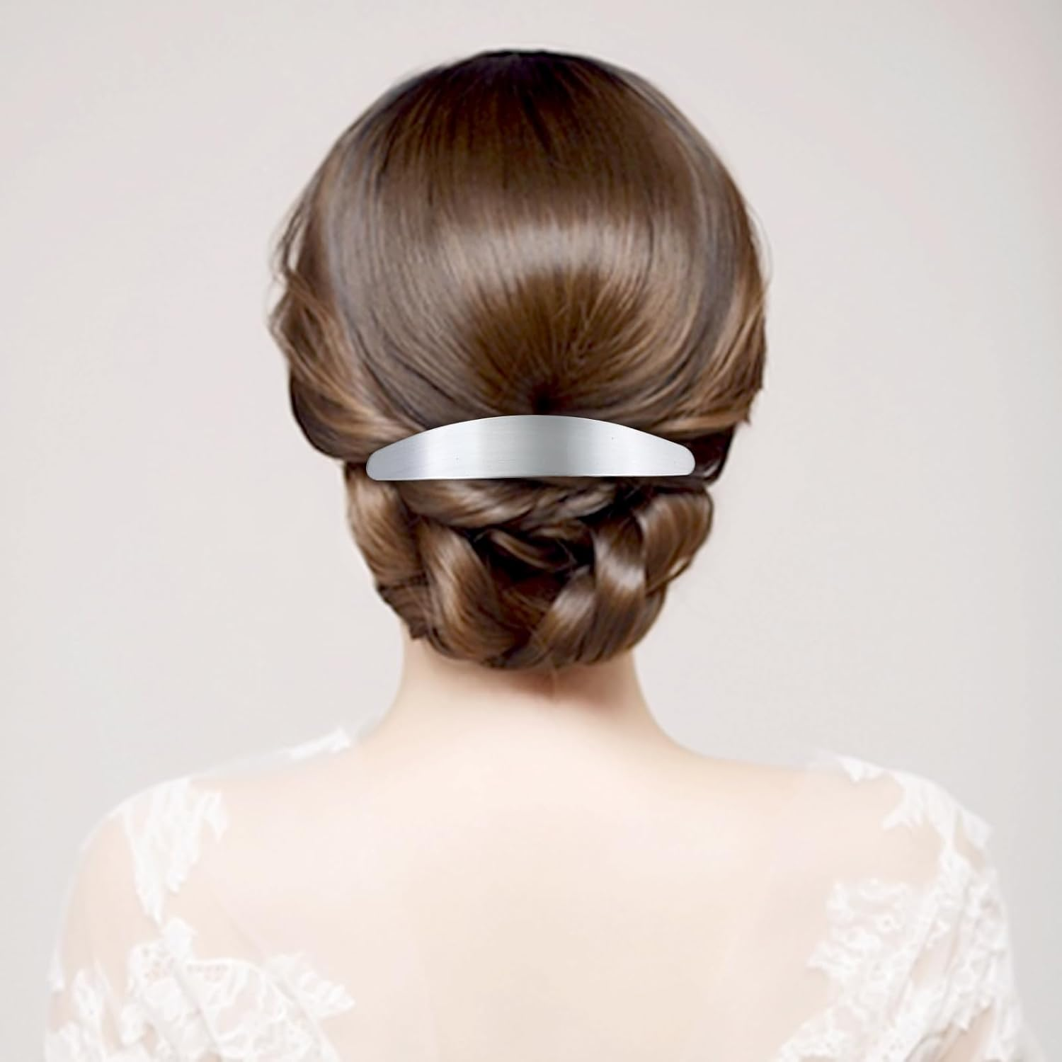 Cinaci Pack of 7 Simple Rectangular Oval Silver Automatic Spring French Metal Hair Clips Hair Clips Grips Accessories for Women Girls image number 3