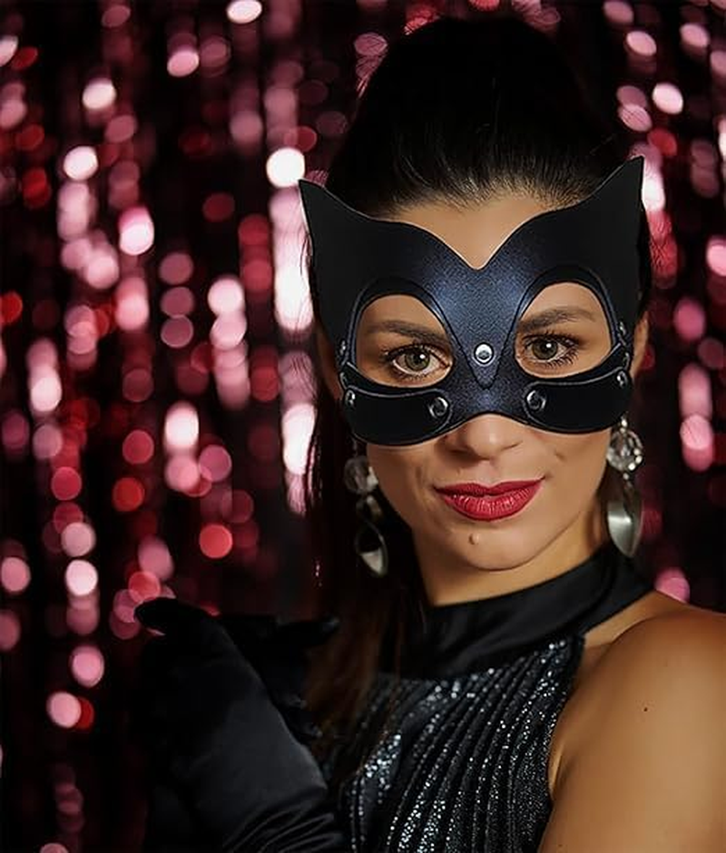 Women Half Face Cat Mask Costume Accessories Halloween Masquerade Props image number 2