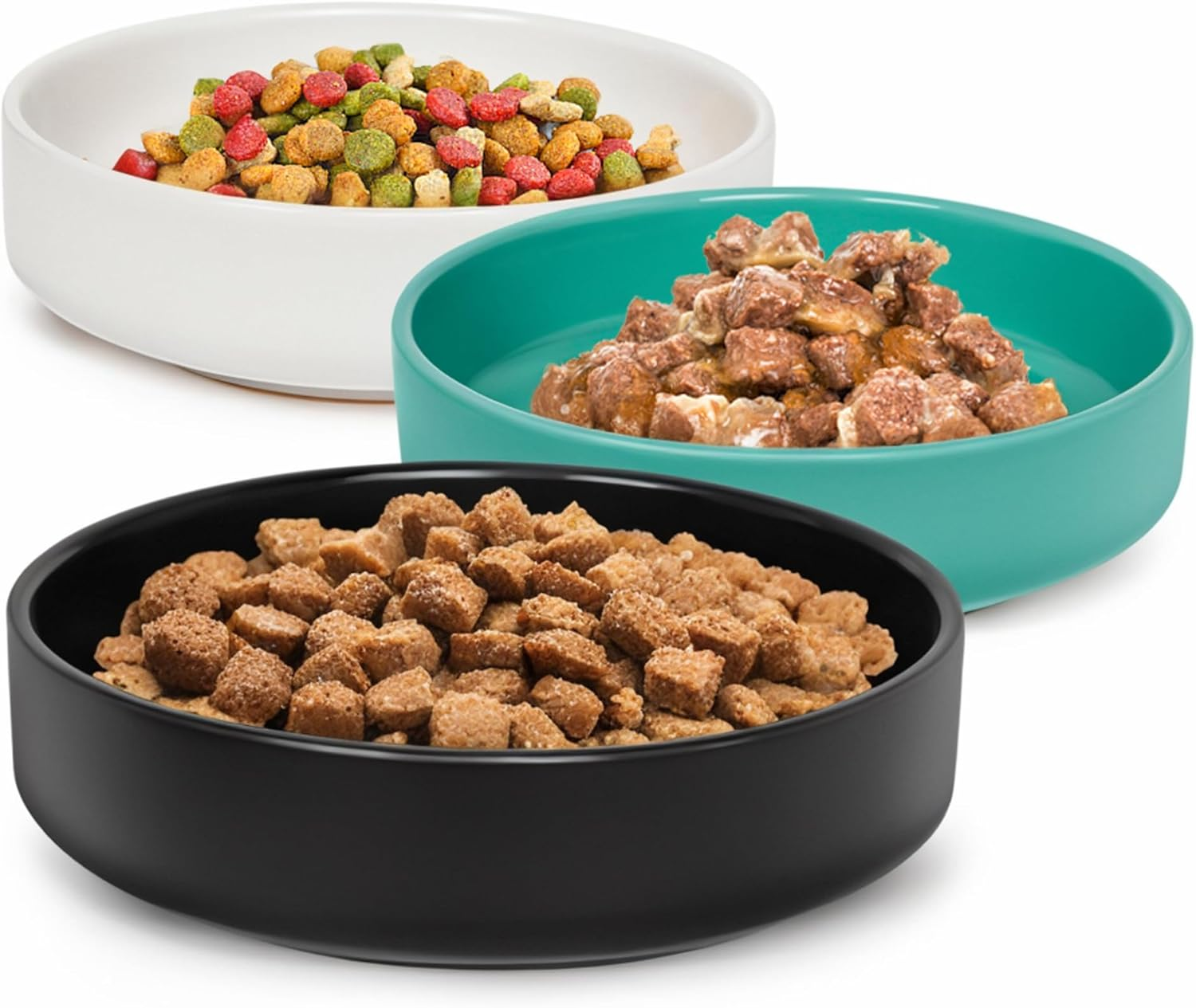 Ceramic Cat Bowl, Set of 3, Cat Feeding Bowl, Cat Food Bowl, Cat Food Bowl, Water Feeding Bowl, Cat Bowl Set to Relieve Whisker Fatigue image number 3