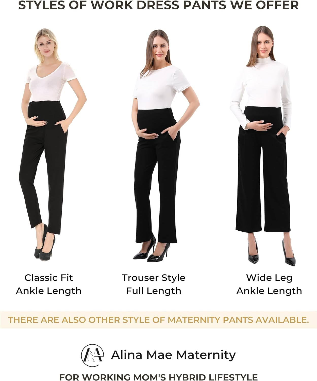 Maternity Pants Comfortable Stretch Over-Bump Women Pregnancy Casual Capris for Work