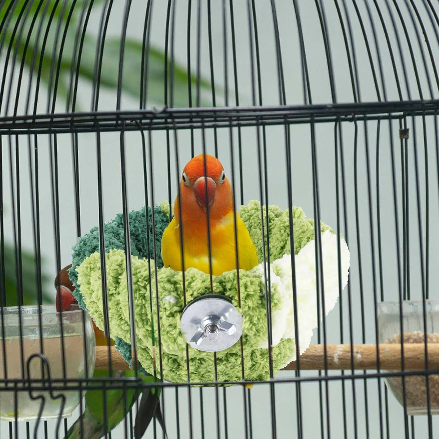 Bird Nest for Cage, Green Coral Fleece Bird Bed Warm Soft Cozy Bird Bed for Cage Accessories for Parakeet Canary Budgie Small Pets image number 4