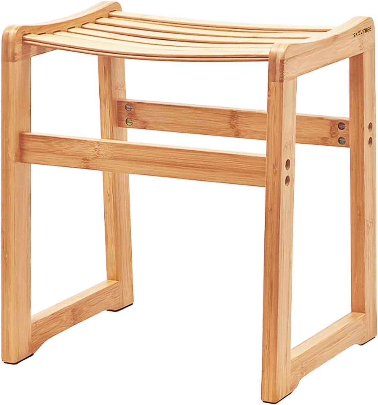 Bamboo Shower Stool with Waterproof Treatment, No Mold, Portable Shower Chair with Non-Slip Feet, Sturdy and Durable Wooden Stool, Rectangular Bathroom Stool. (38X30X42 Cm) image number 3