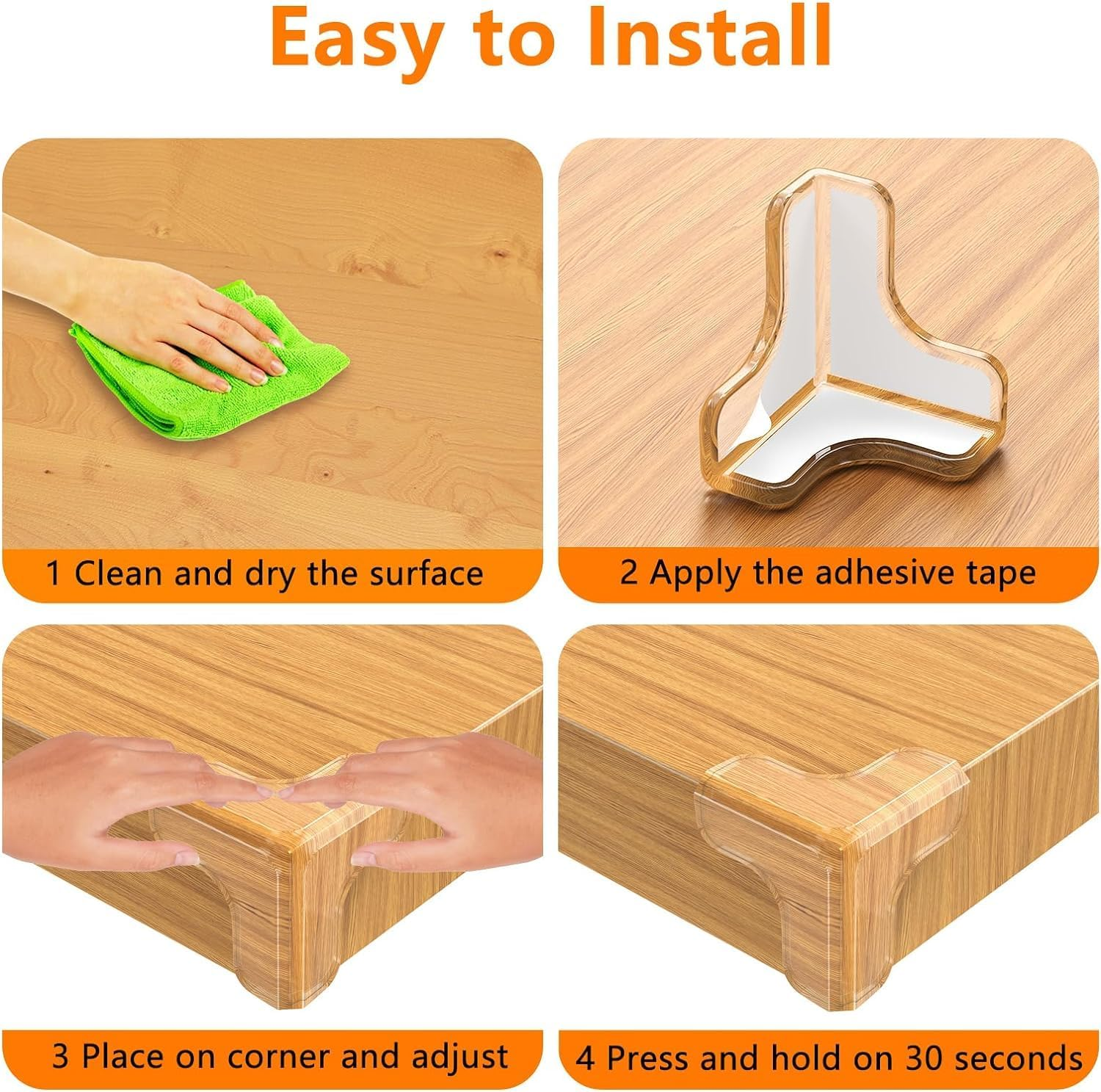 Corner Protector Baby Proofing,8 Pack Large (Length 1.6Inch) Clear Corner Protectors Furniture Corner Guard & Edge Safety Bumpers Table Corner Protectors for Baby with Super Strong Adhesive Tape image number 1