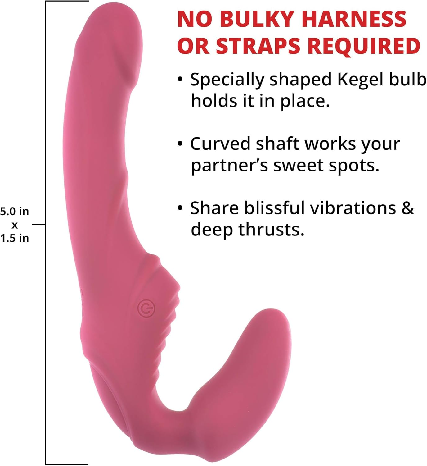 Adam & Eve Adam & Eve Eve'S Vibrating Strapless Strap on Dildo, Pink | Rechargeable & Waterproof Silicone Vibrator with Multiple Vibration Modes and Speeds | Shaft: 5" Insertable | Bulbous End: 3.16" image number 3
