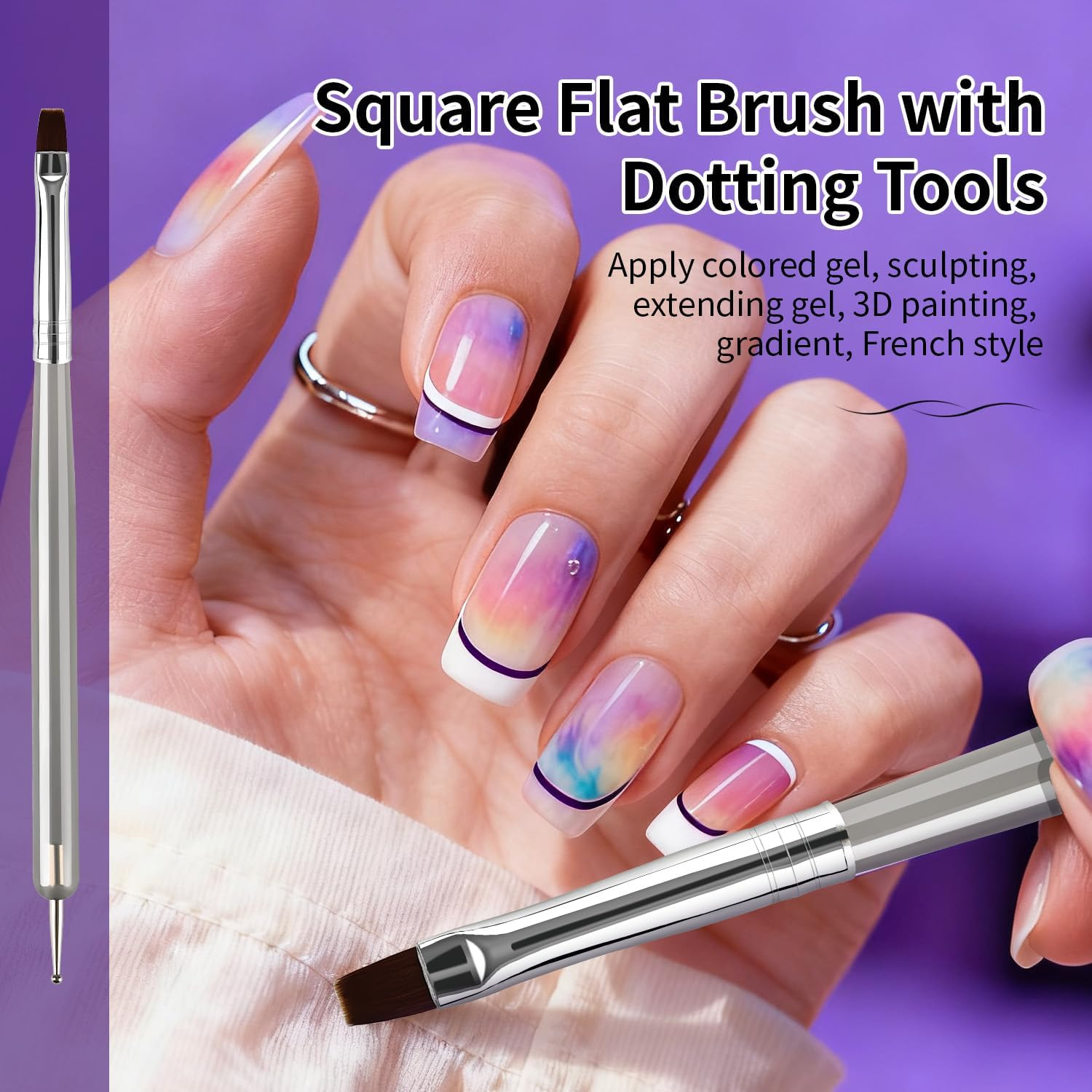 JODSONE 6Packs Nail Art Brushes, Nail Art Tool Set, Dotting Tools, Dust Brush,Striping Brushes for Long Lines, Drawing Pen for Gel Polish Design Supply,Diy Manicure Tools Gift for Women image number 1