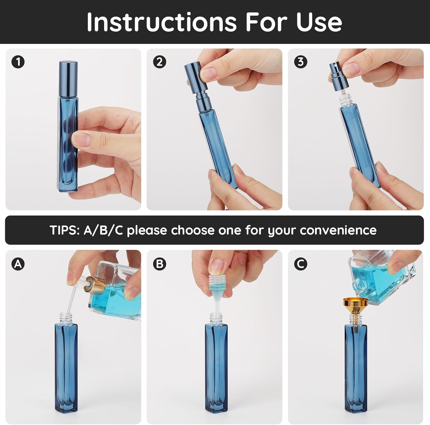 Segbeauty Perfume Travel Bottle Refillable, 5 Pcs Perfume Atomiser 10Ml Glass, Portable Travel Atomiser, Fine Mist Spray Bottle for Cologne, Toner image number 5