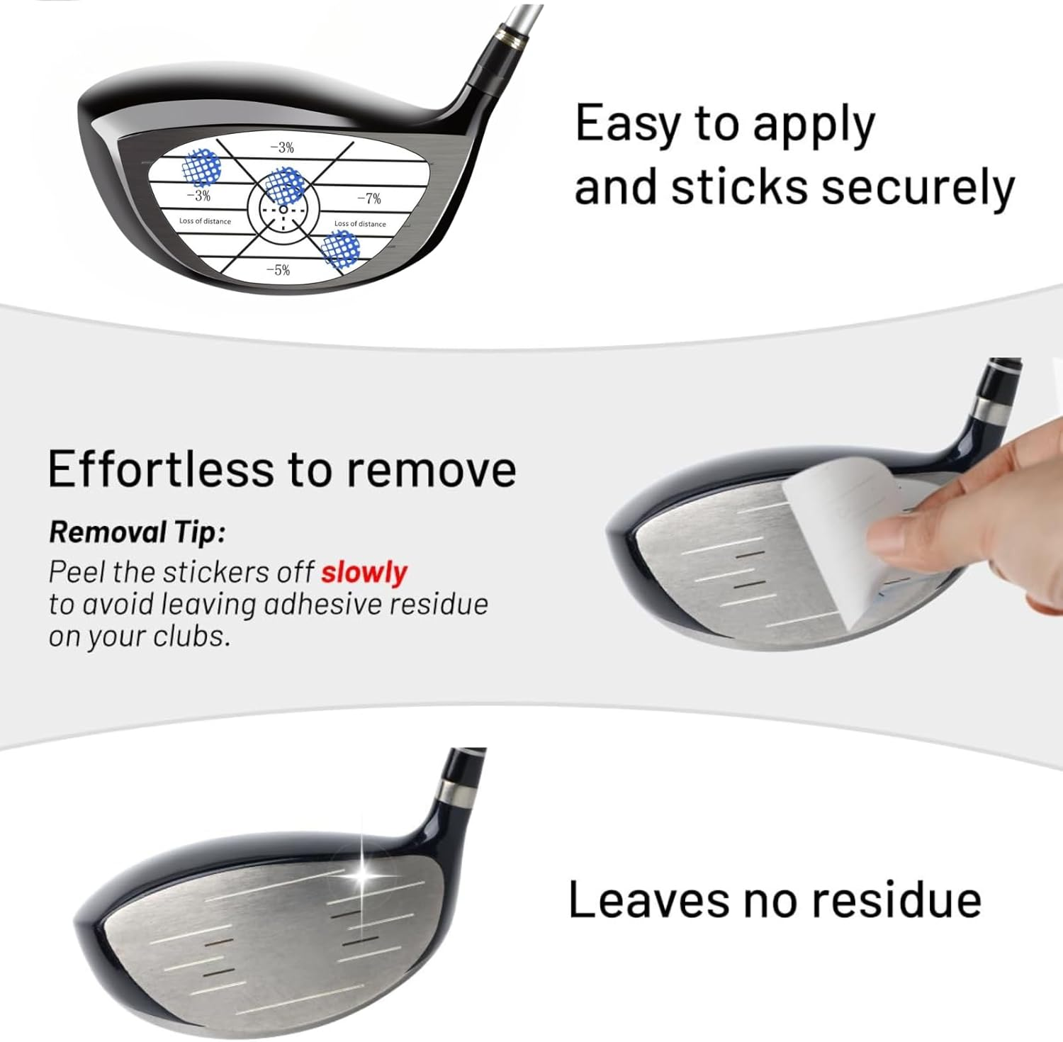 Golf Impact Tape Labels 150 PCS, Golf Impact Stickers for Swing Training Improve, JOMWEN Self-Teaching Sweet Spot and Consistency Analysis, Improve Golf Swing Accuracy and Distance