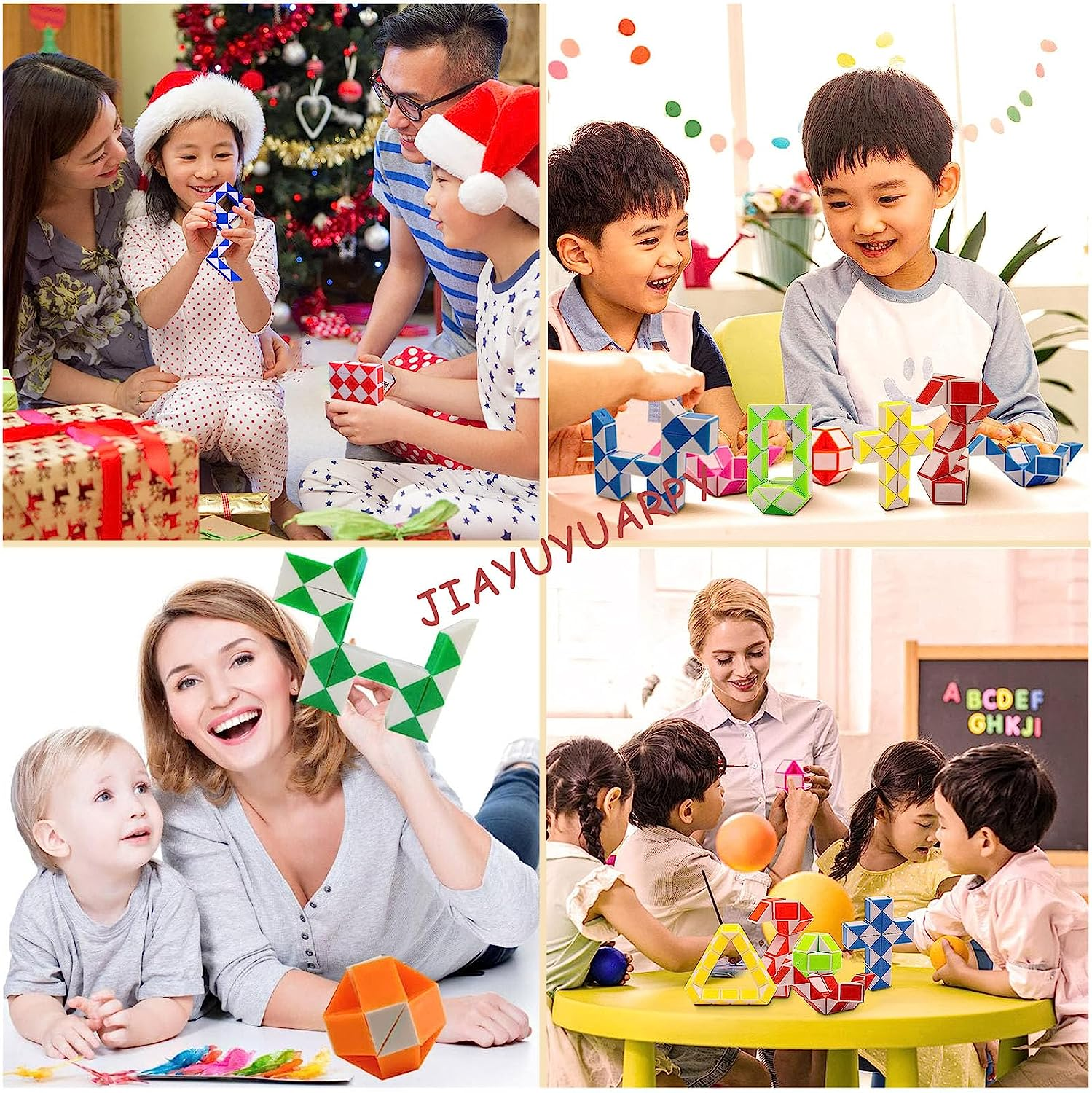 30 Pack 24 Blocks Magic Snake Cube, Mini Snake Speed Cubes for Kids Party Bag Filler, Random Colors, Party Supplies