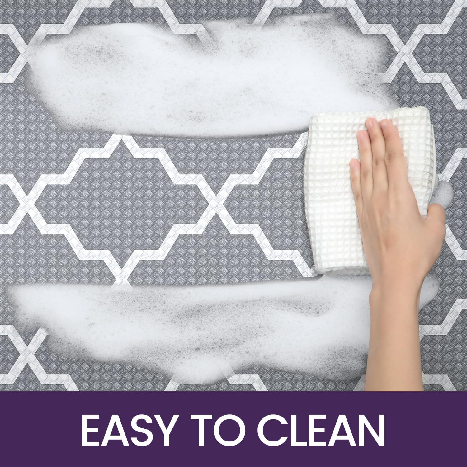 DEXI 2 Piece Kitchen Rugs Set, Non-Slip anti Fatigue Standing Mat for Floor, Waterproof Comfort Runner Rug, Easy to Clean, 44 X 75 Cm+44 X 150 Cm, Grey