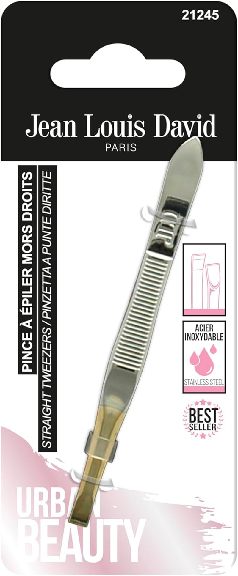 Jean Louis David Tweezers - Gold - Straight Jaws - Sharp and Precise Hair Removal image number 1