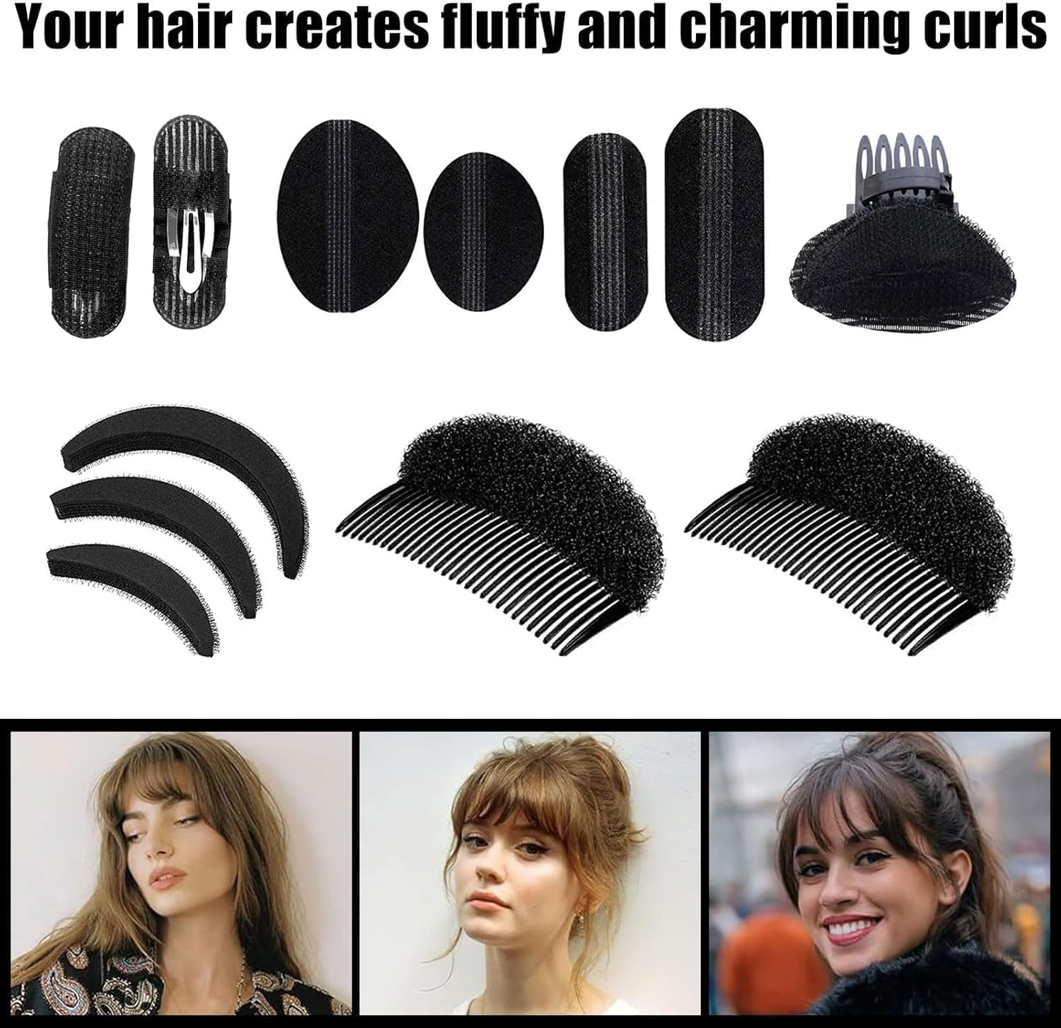 Hair Bump Sponge Volume Bases Set, 16Pcs Sponge Volume Hair Bases Set Bump It up Inserts Hair Styling Tools for Women or Girls image number 6