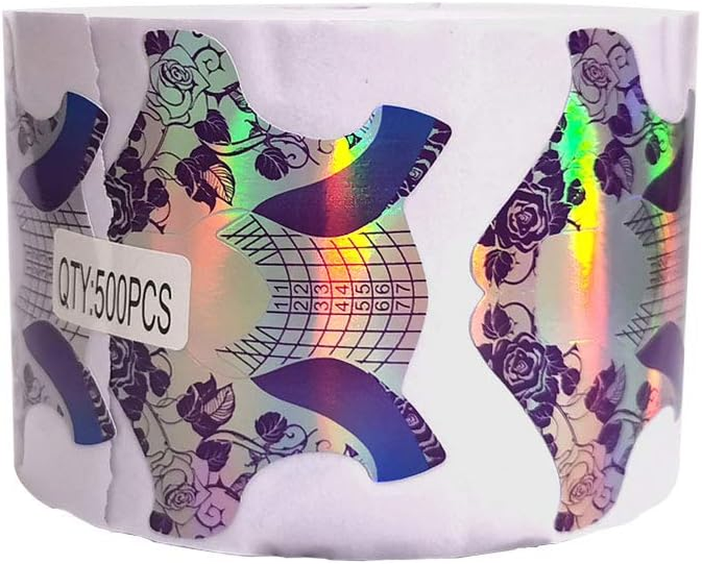 Fingerangel 500Pcs Holographic Nail Art Extension Tips Purple Color Acrylic Nail/Uv GEL Nail Form Guide Stickers, Nail Art Equipment for Salon image number 5