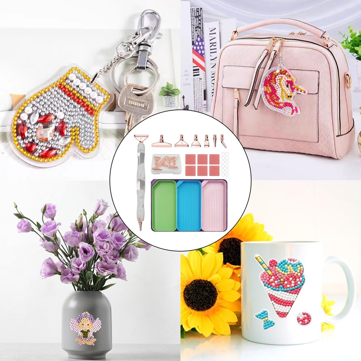 Finegood Diamond Art Painting Kits for Adults with Large Diamond Trays, 5D Diamond Art Accessories Comfort Grip Faster Drilling Diamond Art Tools Set image number 3