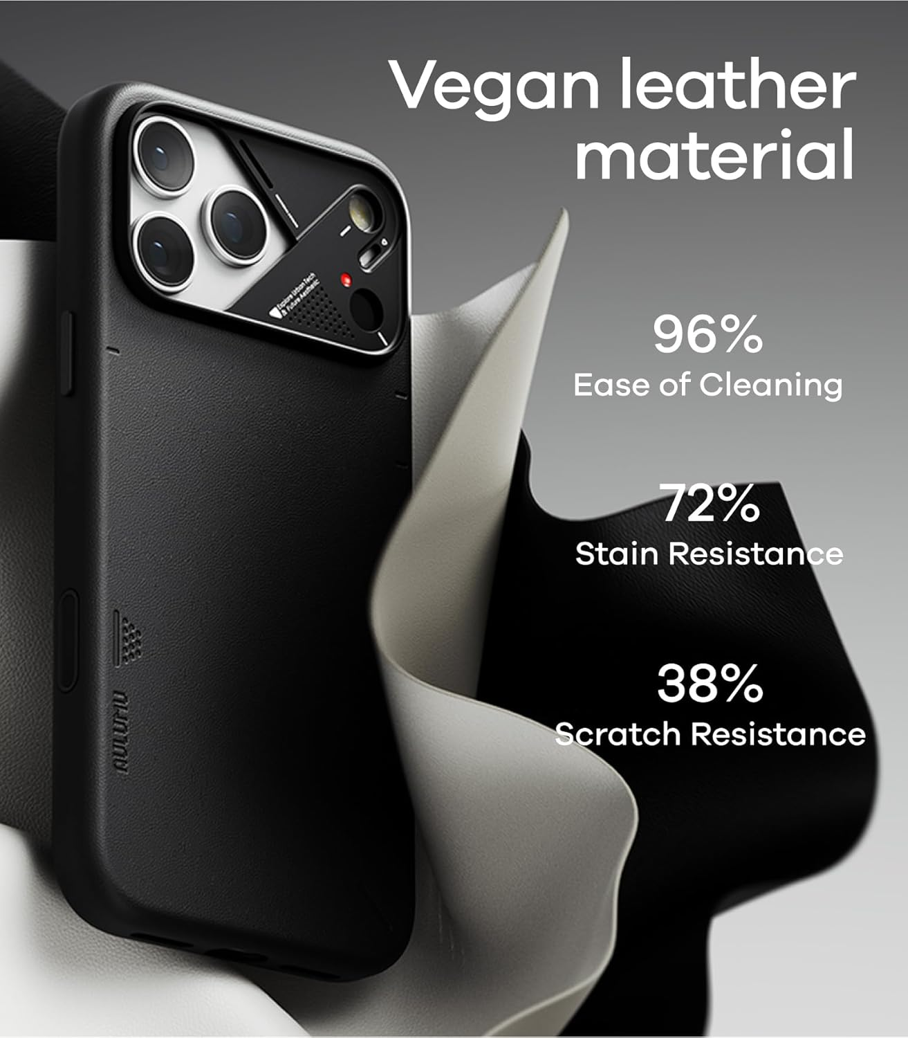 Aulumu A17 Vegan Leather Coolhyper for Iphone 17 Pro Max Case | Camera Control | with Cooling Fins | Luxury Comfort | Compatible with Magsafe | Complete Wrap-Around - Black image number 4