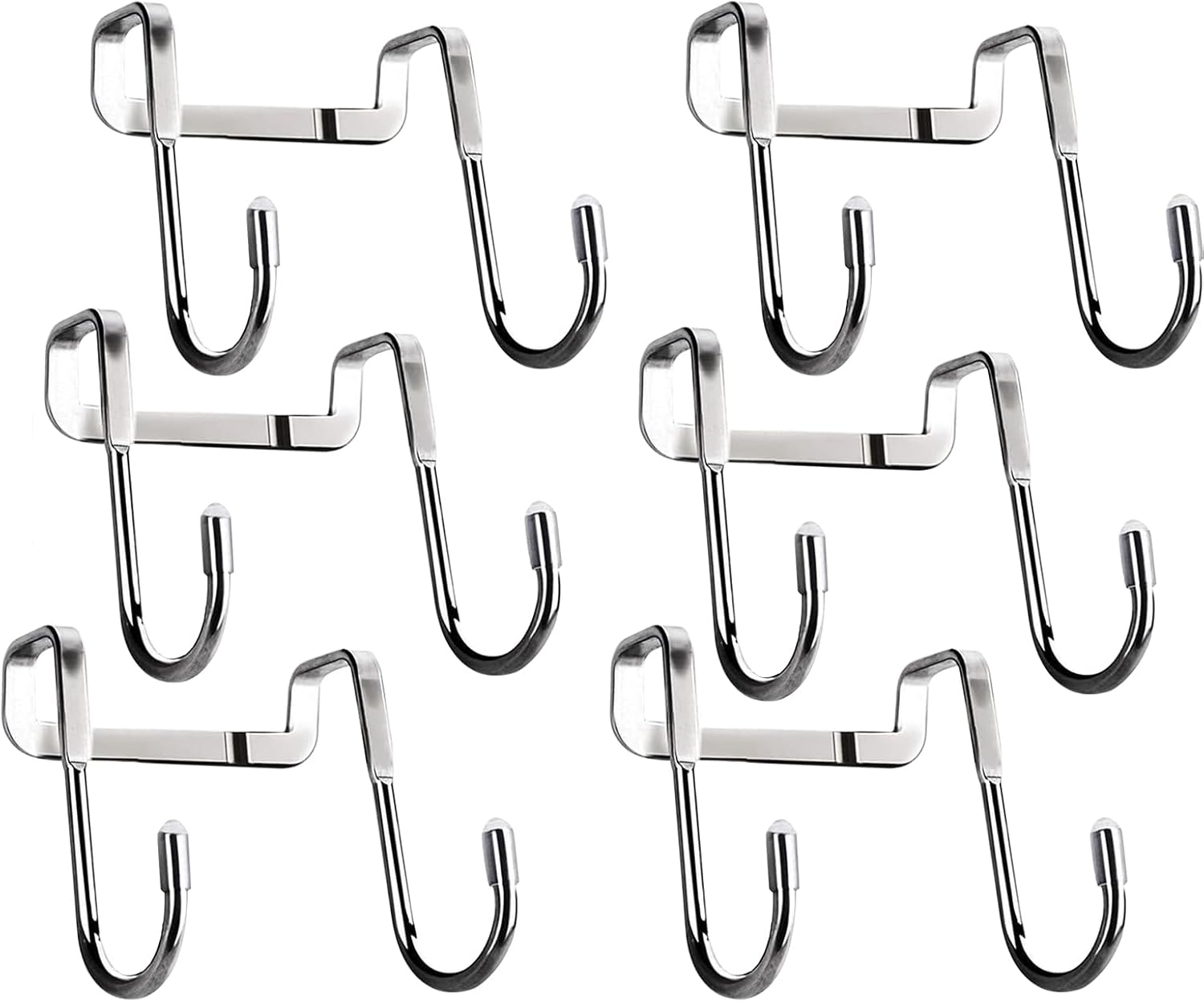 Over the Door Hanger Hook Stainless Steel 6 Pack Free Punching Cabinet Door without Trace Clothes Hook Door Back Wall Mounted Hooks image number 1