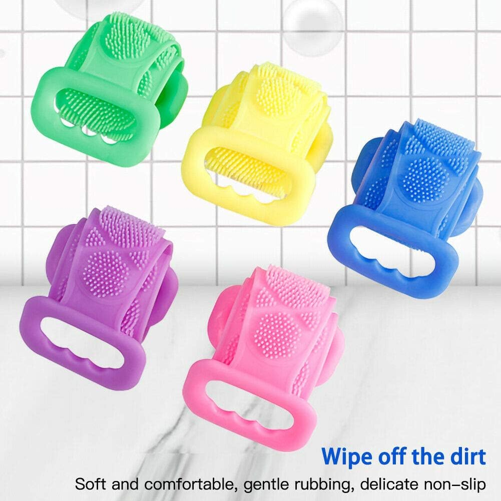 Long Bath Towel Pull Back Strap Wash Scrubber, Bath Shower Body Brush Double Side Exfoliating Belt Dead Skin Remover Tool (Pink) image number 2