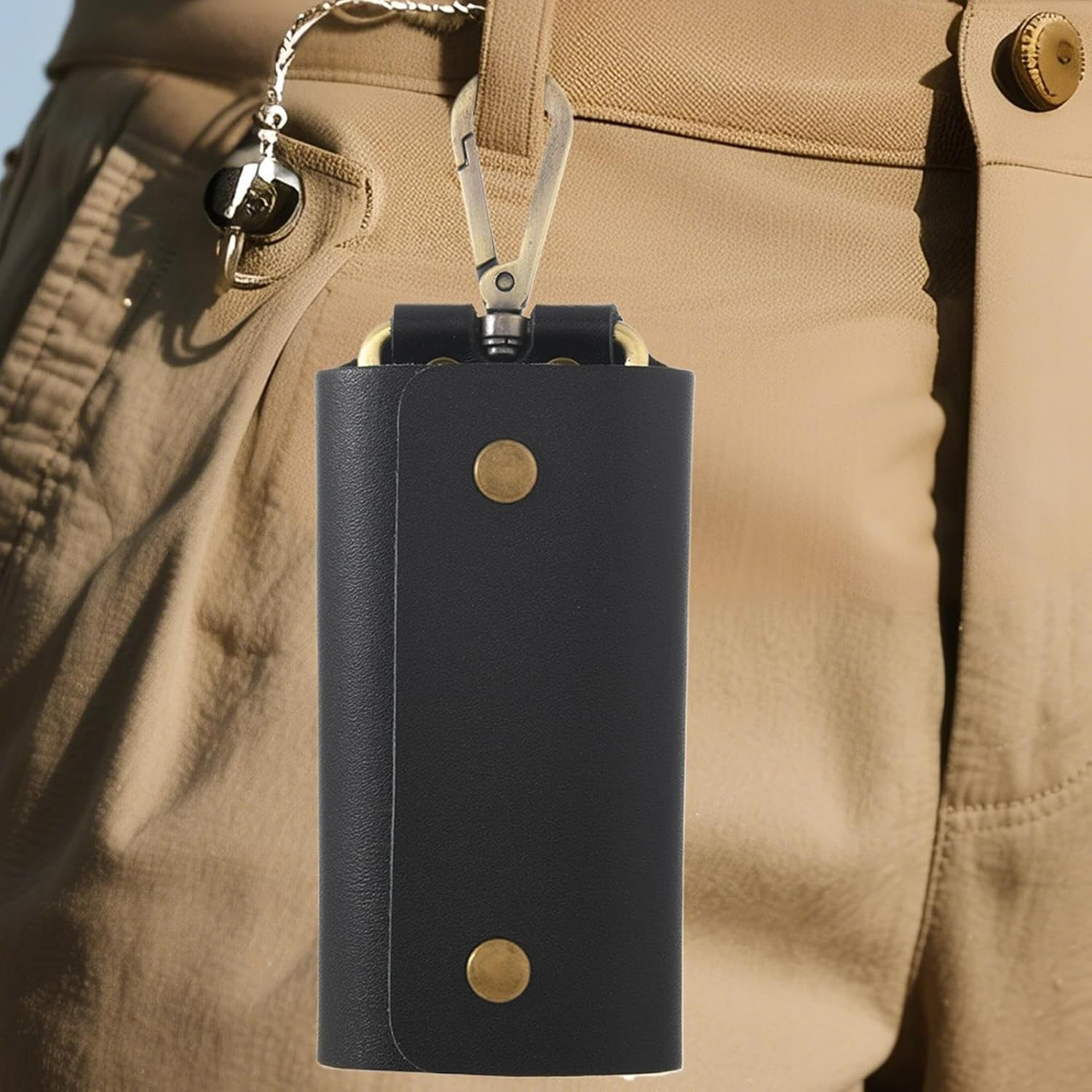 Key Wallet | PU Leather Key Organizer, Compact Wallet Organizer Retro Key Chain for Office School Belt Men Women, Black, Se R&eacute;f&eacute;rer Au Descriptif, Refer to Description image number 1