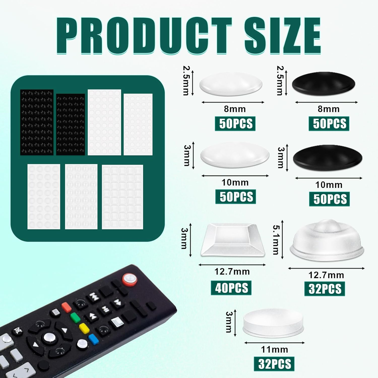 304Pcs Bump Dots for Visually Impaired, Rubber Adhesive Bumper Dots Tactile Stickers Tactile Dots Low Vision Gifts Reading Auxiliary for the Blind Low Vision Elderly(Clear, Black) image number 3