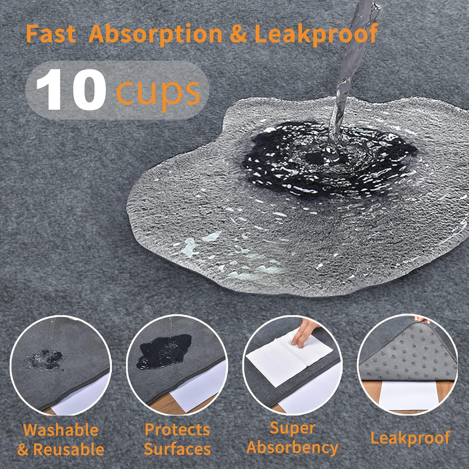 Washable & Non-Slip Dog Pee Pads | Super Absorbent Puppy Training Pads for Housebreaking, Crate & Playpen | Reusable Whelping Pads for Incontinence image number 1