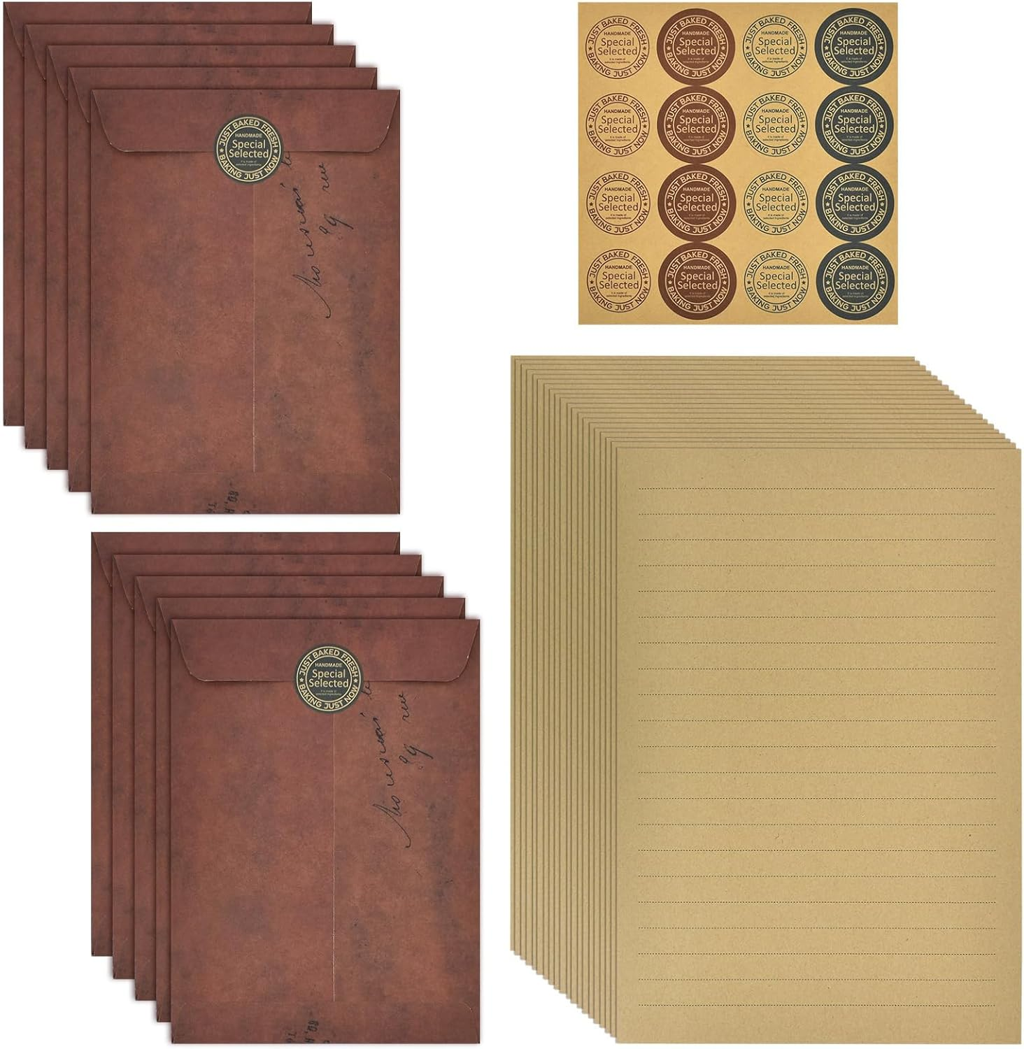 Vintage Letter Writing Sets, 32 Sheets Letter Paper A5 Lined, 10 Pcs Envelopes and One Sheet Sticker, Stationery Paper for Wedding Birthday Party Invitations Easter Christmas image number 5