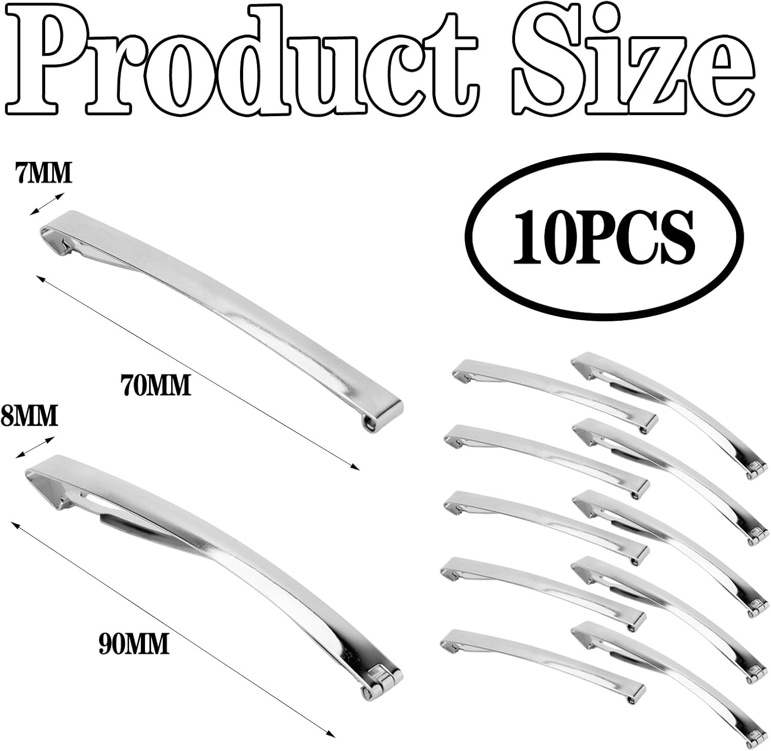 Pack of 10 Silver Hair Clips for Women, Flat French Hair Clips for Women, French Hair Clips, Small, Metallic Hair Clip, Special with Fine Hair, Elegant DIY Hairstyle Accessories image number 3