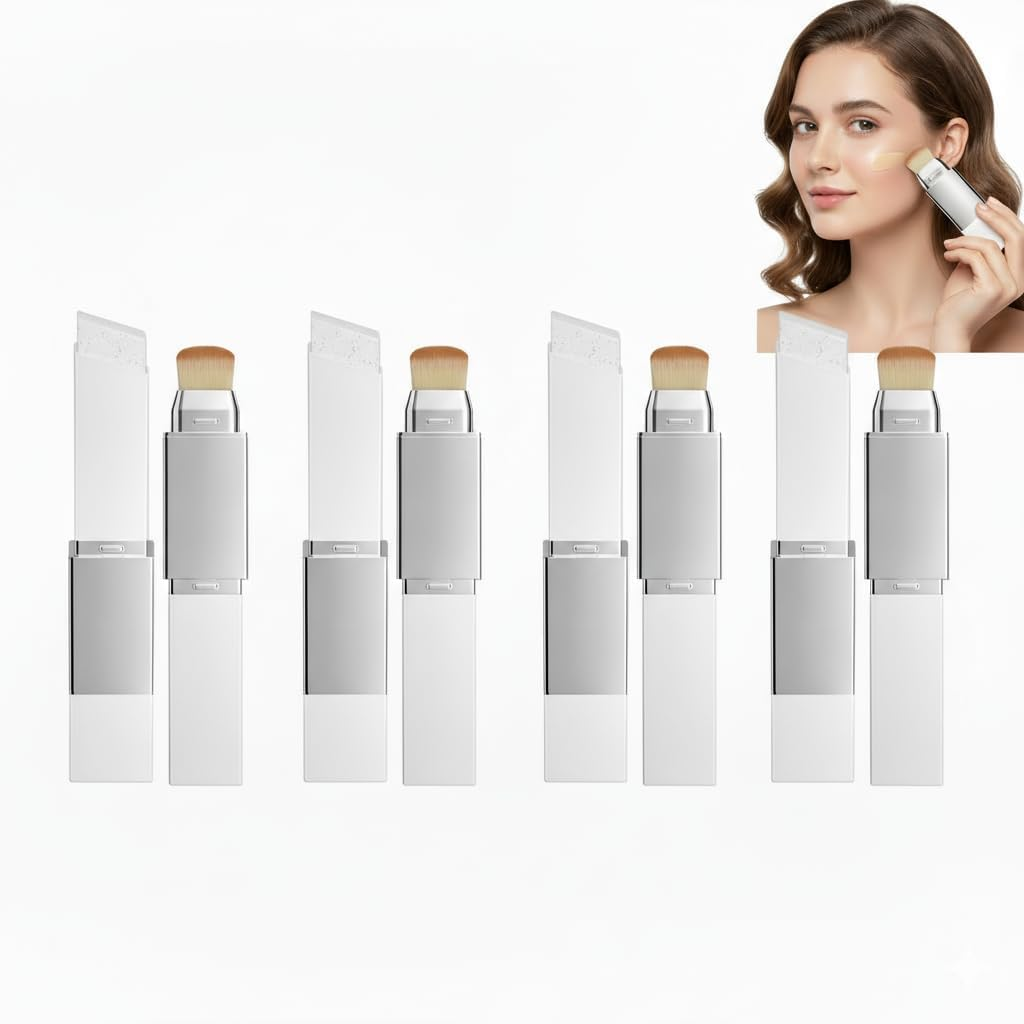 Color Changing Foundation Stick with Concealer, Full Coverage Dewy Finish Base Makeup Moisturizing, Natural White, White Foundation That Matches Skin Tone, Full Coverage for All Skin Types (2PCS)