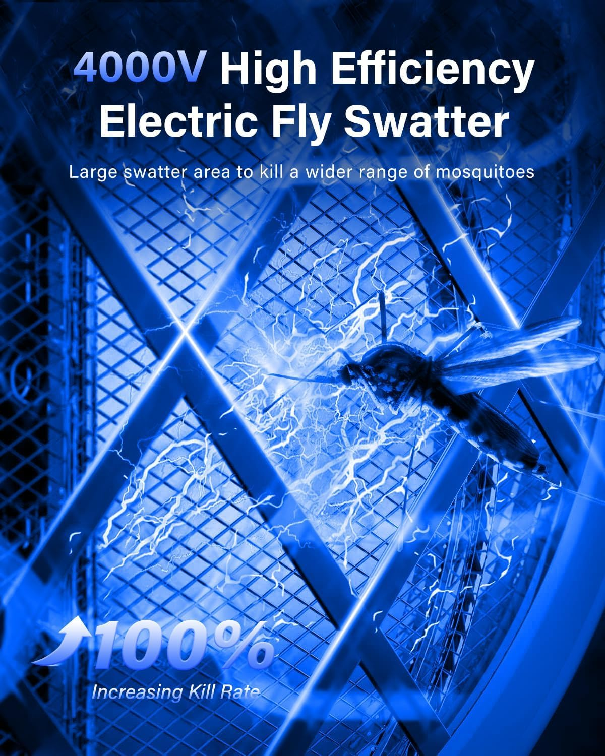 Electric Mosquito Fly Swatter, 2 in 1 Electric Bug Zapper USB Rechargeable, 4000V Indoor Outdoor Mosquitoes Zapper with 3-Mode for Indoor Home Office Backyard Patio Camping image number 4