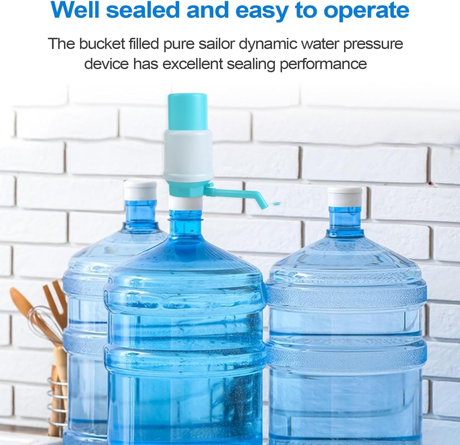 4 Set Waters Jug Pump - Manual Hand Pressure Drinking Fountain - Water Dispenser Pump Fits Most 2-6 Gallon Water Coolers - Water Bottle Pump Dispenser | for Home, School, Travel, Camping