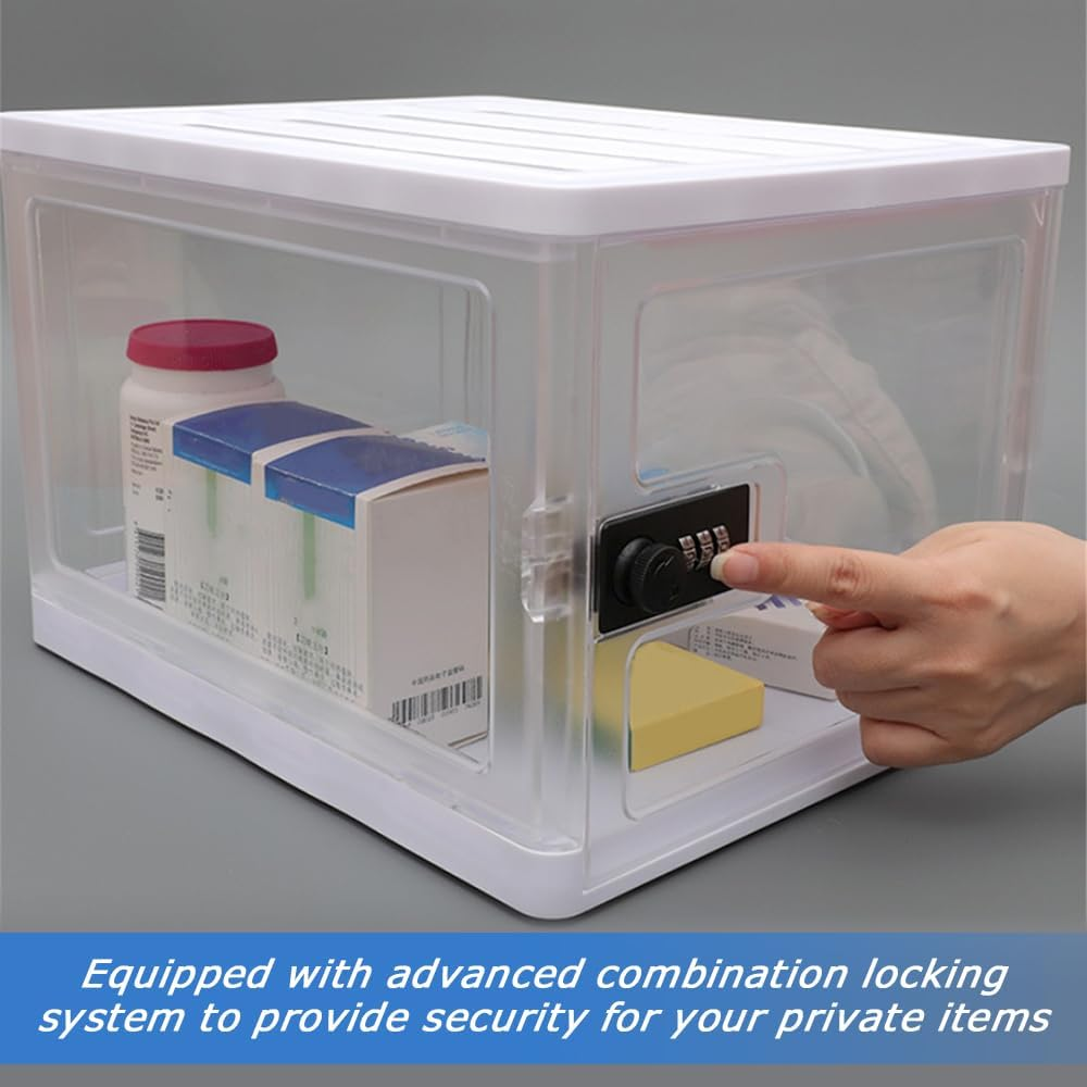 Clear Lockable Storage Box,Lockable Storage Bin,Food Storage Case,Food Safe Locking Box,Item Secure Storage,For Medicine,Snacks, Electronics image number 3