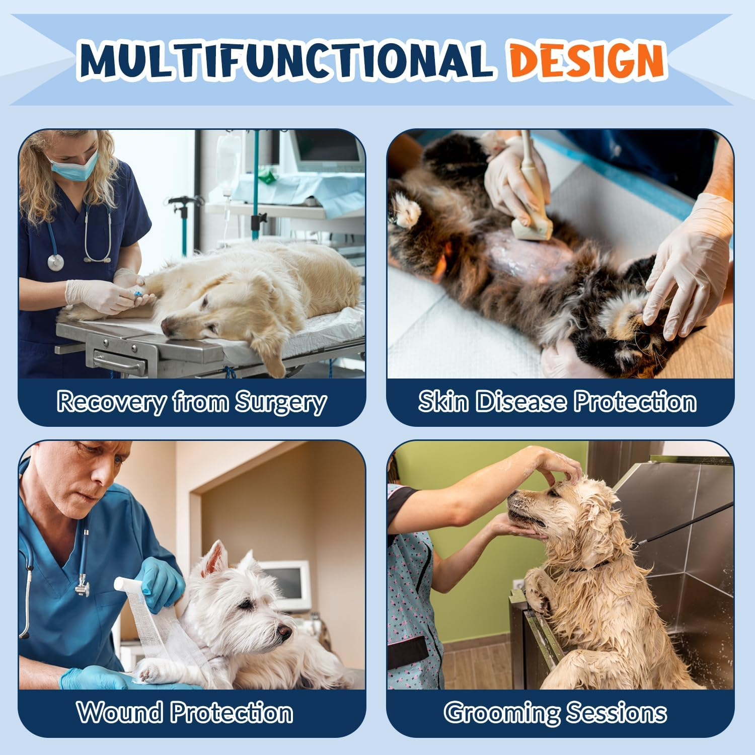 Slowton Soft Dog Cone Collar, Comfy Dog Recovery Collar after Surgery with Reflective Strips, Adjustable E Collar to Prevent Licking Biting, Breathable Elizabethan Collar for Small Medium Large Dogs image number 1