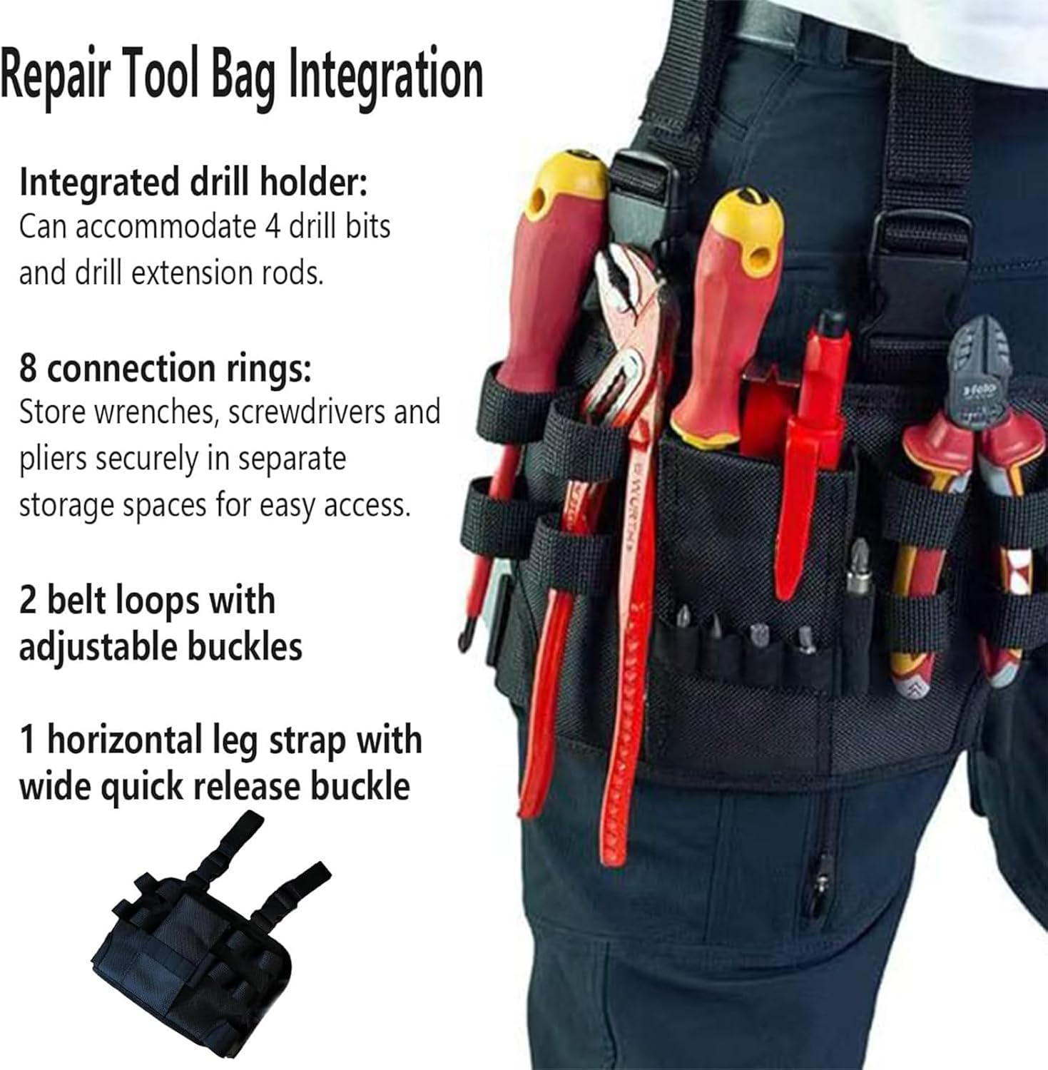 Holster Z Tool Pouch,Repair Tool Bag around Your Leg,Electrician Tool Pouch,Repair Tool Pouc,Portable Tool Waist Leg Bag,With Belt Clip for Carpenters Electricians Diyers image number 1