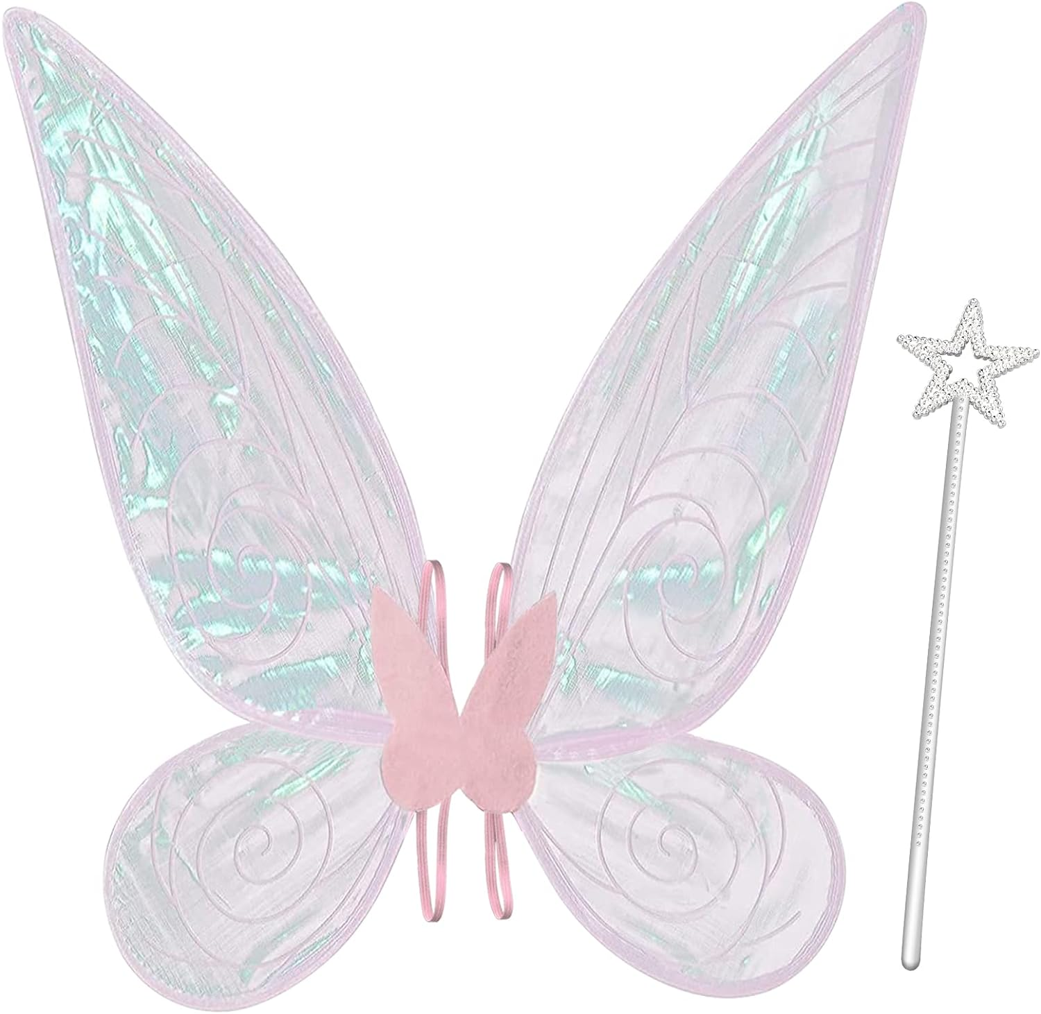 Poptrend Fairy Wings for Adults, Butterfly Wings for Girls Fairy Party Halloween Sparkle Angel Wings Dress up Favor