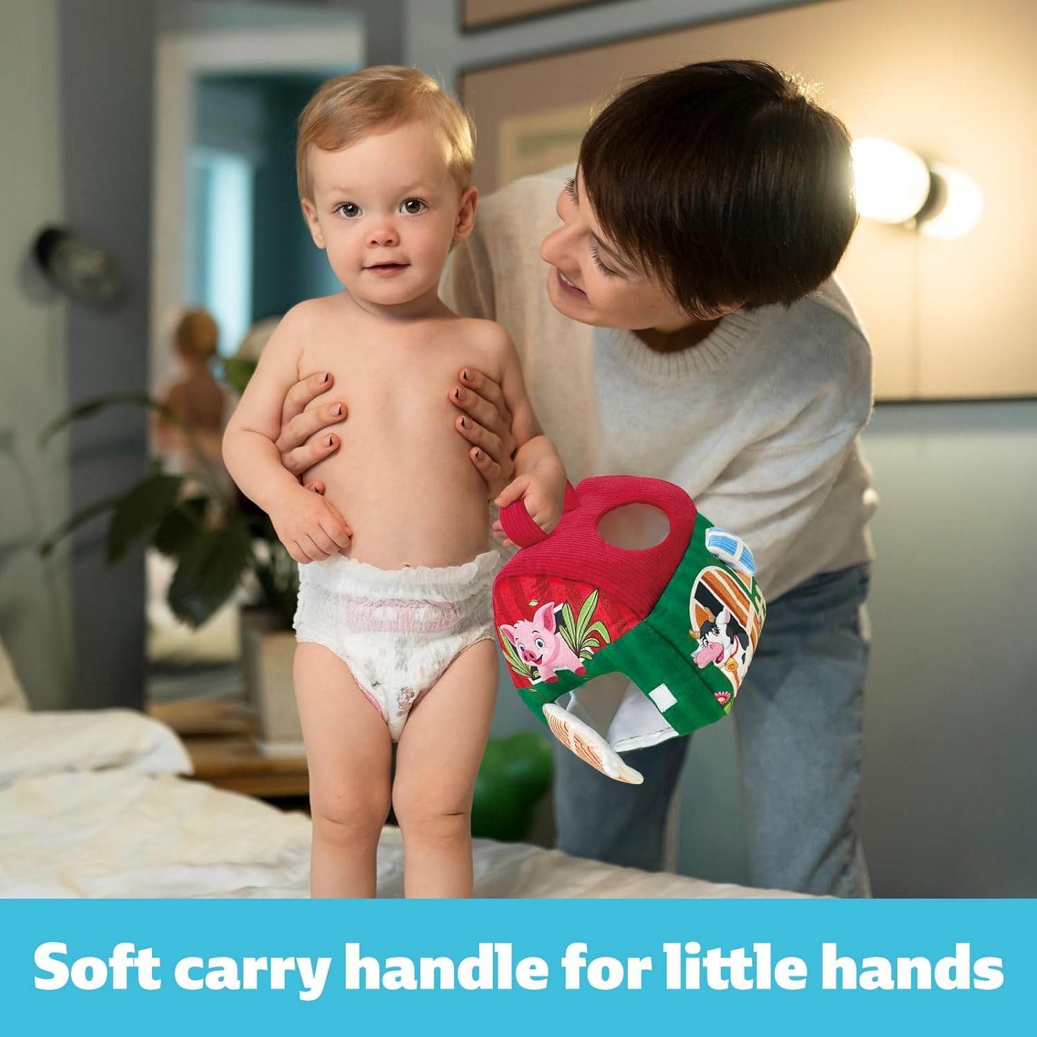 Farm Animal Montessori Baby Toys 6-12 Months, House with 6 Stuffed Jungle Animals for Babies with Rattle, Tummy Time Toddlers, Sensory Toys for Babies Boy Girl Birthday Gifts image number 2