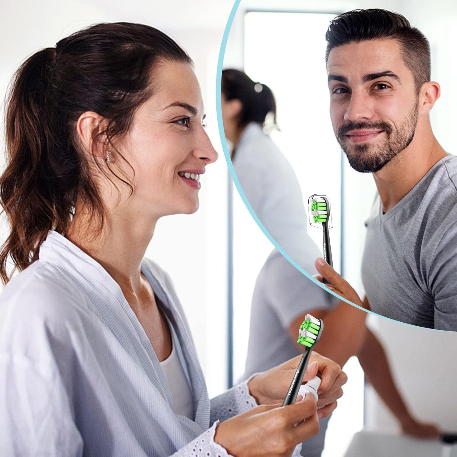 Aoremon Replacement Heads for Philips Sonicare Toothbrush Diamondclean, Black, Pack of 10 image number 2