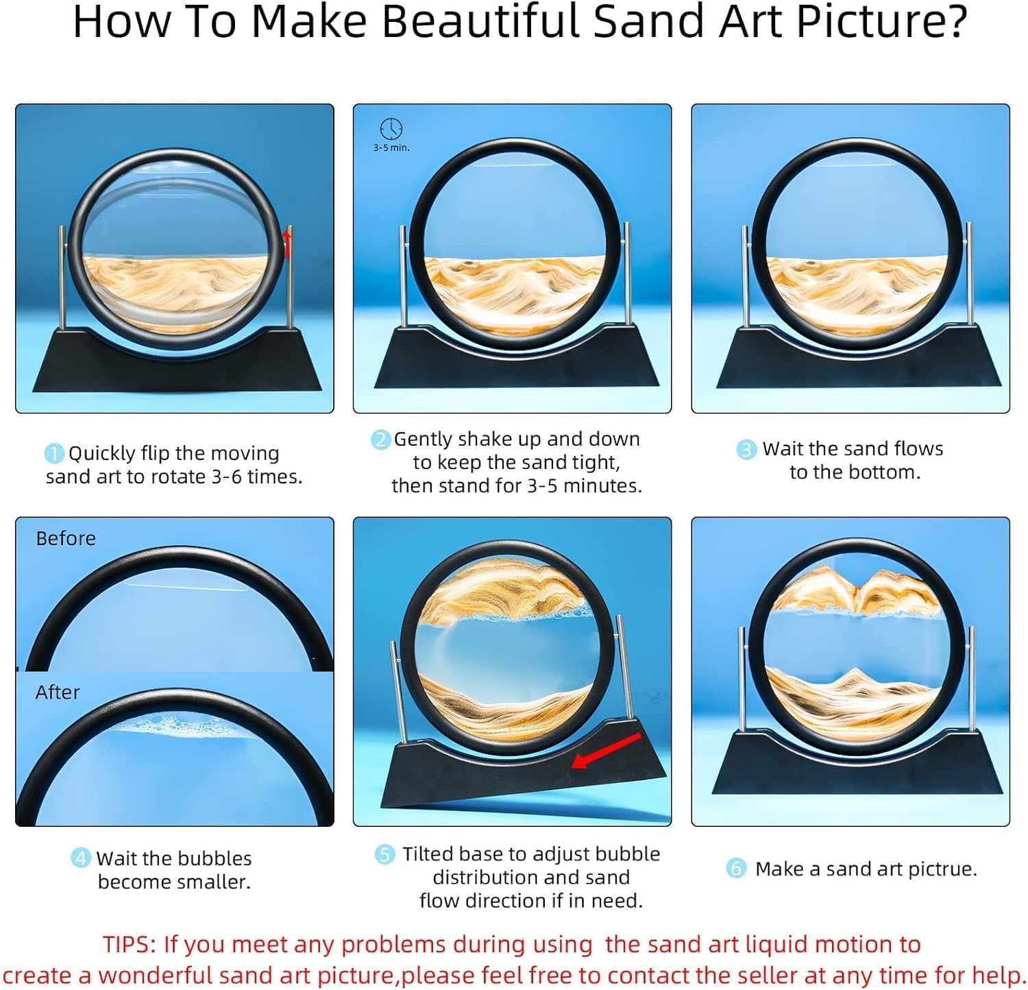 3D Flow Sand Art Painting, Rotating Sand Landscape Display, round Dynamic Moving Sand Picture, Office Living Room Decor (Brown, 7Inch)