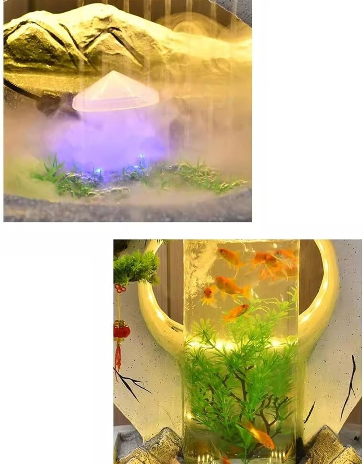 Outdoor Fountain Water Ornaments, Self-Circulating Modern New Chinese Home Office Fish Tank, Outdoor Floor Landscape(White,M)