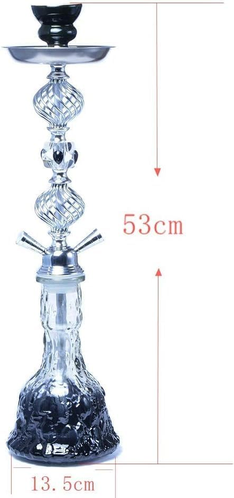 Pipe Set Glass Waterpipe, 53Cm Glass Waterpipe with 2 Tubes Black Shisha Set image number 2
