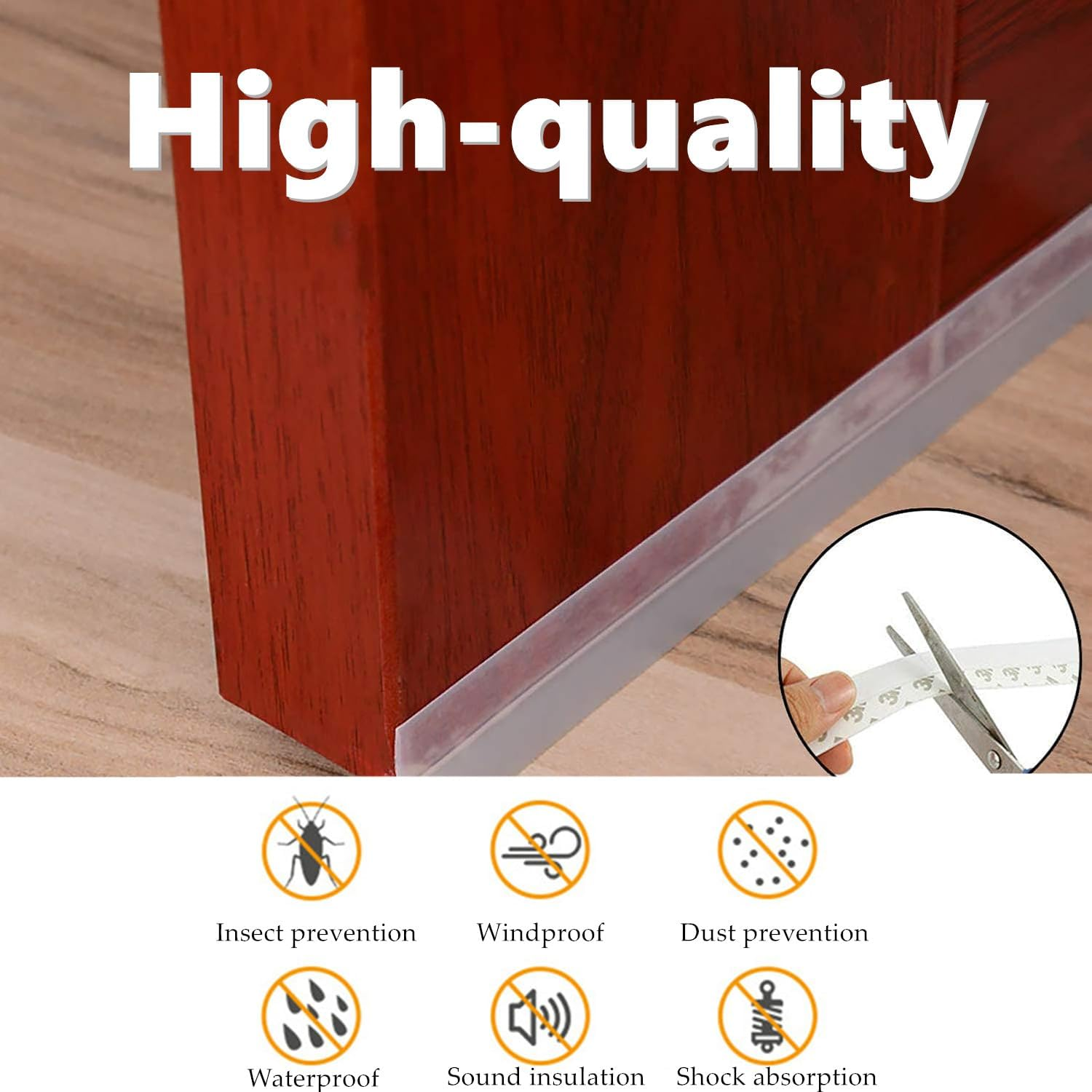 Kastetards 5-Meter Silicone Windproof Strip, Adhesive Tape, Transparent Sealing Strip for and Rainproof Doors Windows, 25Mm Wide, Used Gaps in Doors, Windows Shower Glass