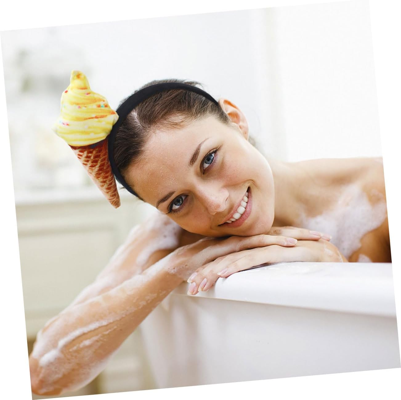 Hohopeti 2Pcs Plush Ice Cream Headbands for Women Funny Hair Accessories for Festivals and Parties Secure Fit Gentle Hair Reliable Hold for Makeup and Spa Activities image number 3