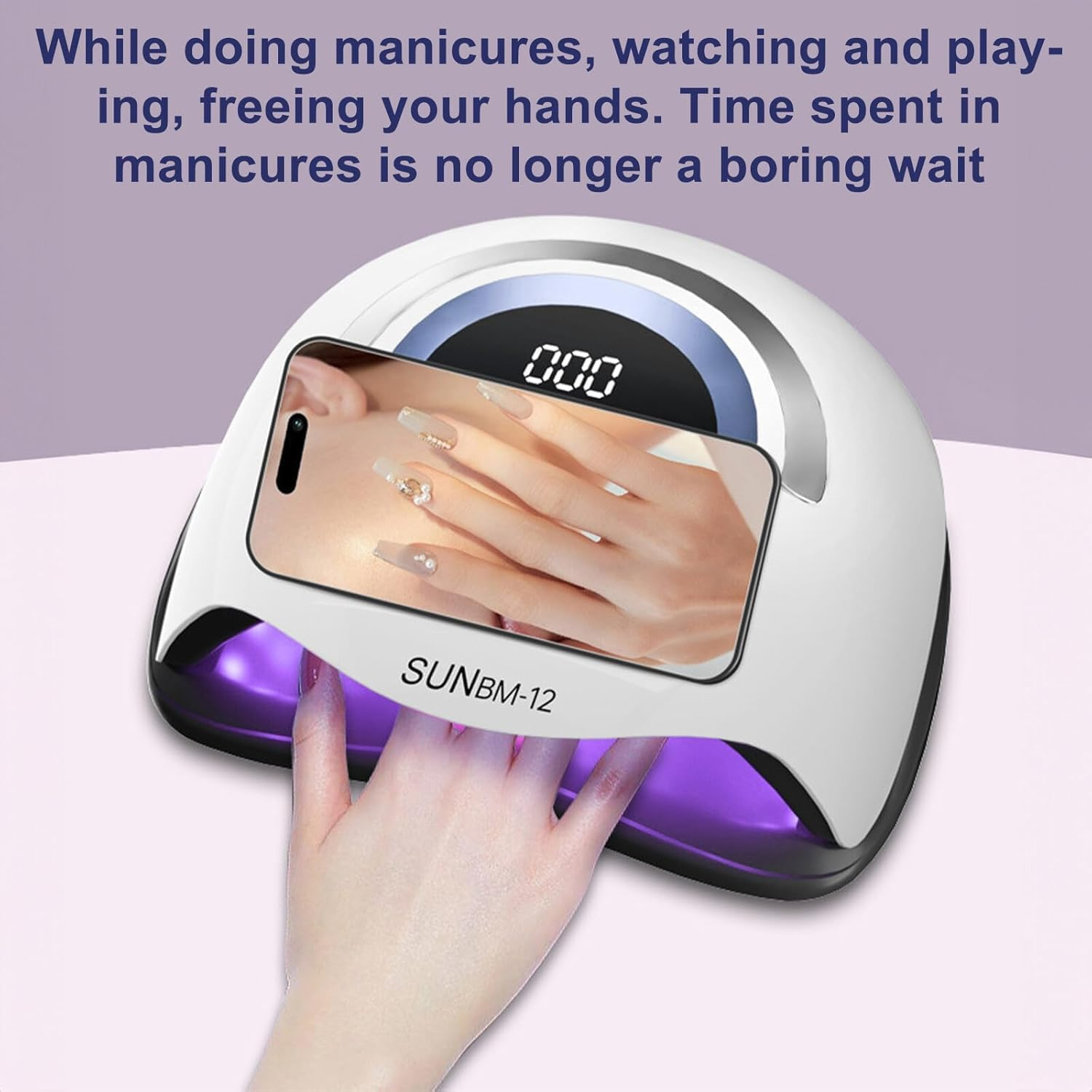 YVXUN 300W UV Nail Lamps for Gel Nails LED Polish Dryer with Phone Holder 72 Beads Nail Curing Lamp with LCD Display Auto Sensor 4 Timer Setting Detachable Nail Dryer for Beginners Home Salon Use image number 1