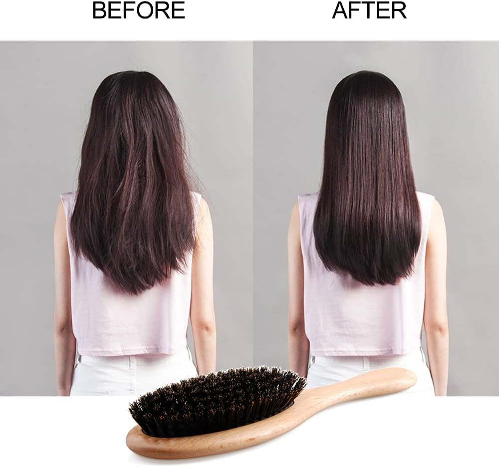 RAYWE Natural Boar Bristle Hair Brush Wooden Paddle Hairbrush Detangling Hairbrush