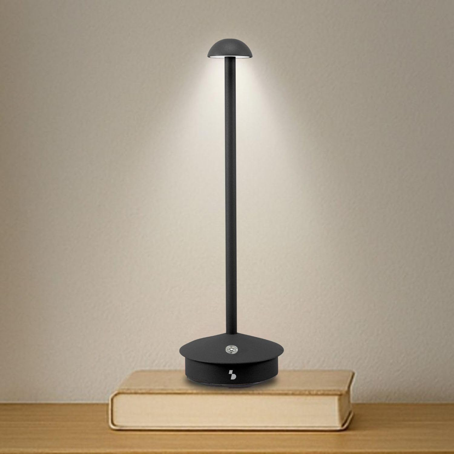 BEPER P207ILI151 Rechargeable Wireless Table Lamp, 3 Colours, Dimmable, USB Type-C Included, Portable for Desk, Bedside or Table.